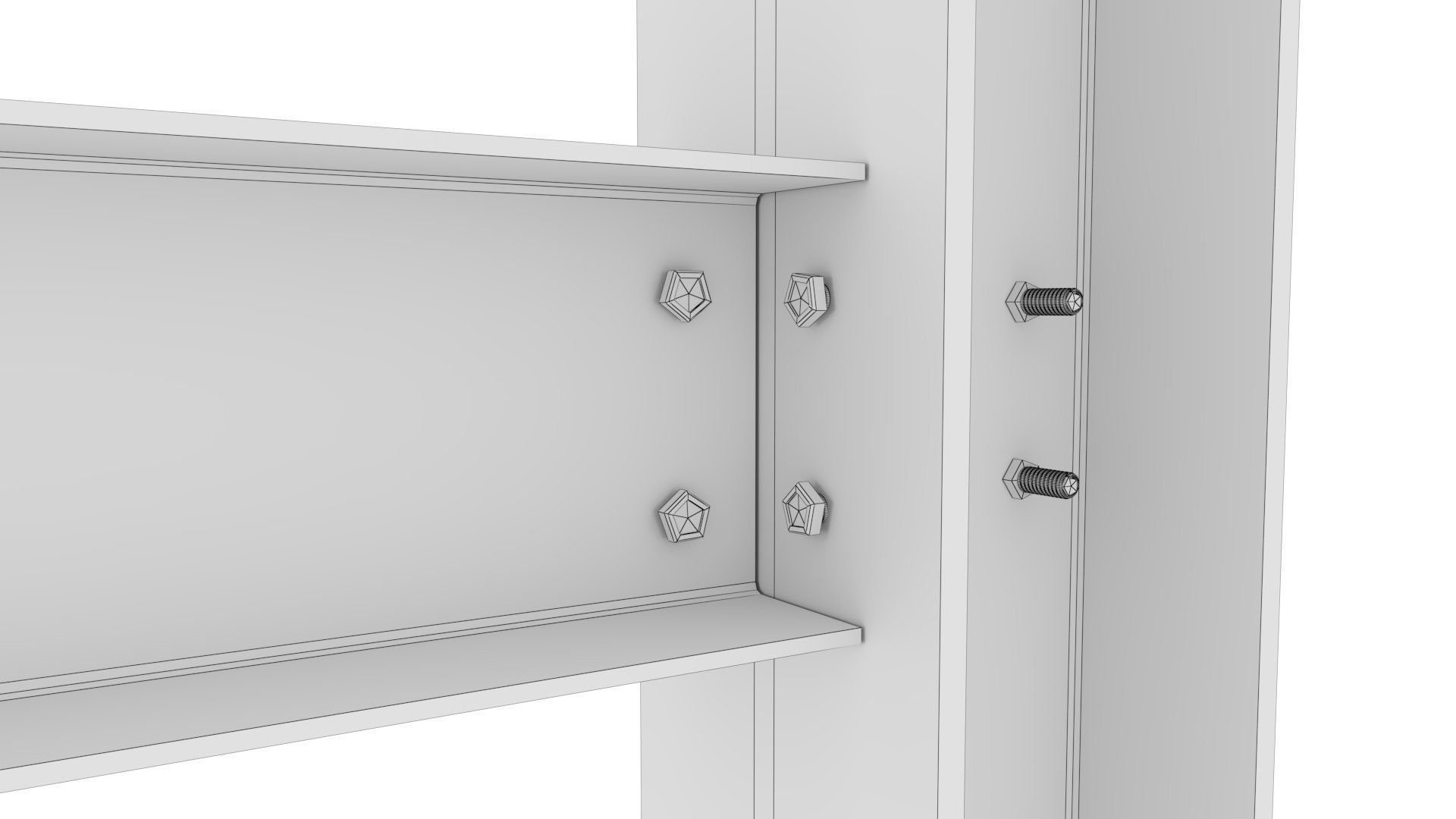 Steel Girder Frame Structure With Bolts Low-poly 3D model_6