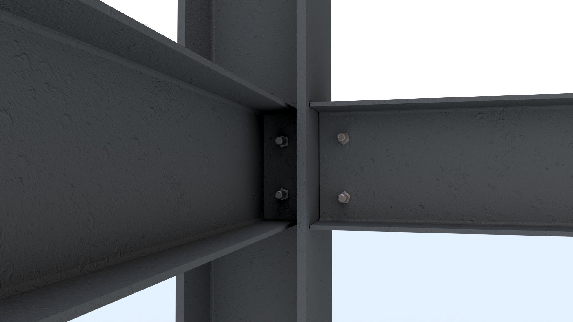 Steel Girder Frame Structure With Bolts Low-poly 3D model_4