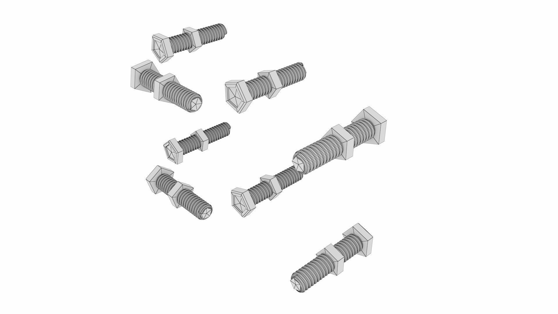 Steel Girder Frame Structure With Bolts Low-poly 3D model_17
