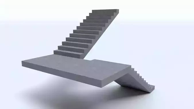 U-shaped Half Landing Concrete Staircase