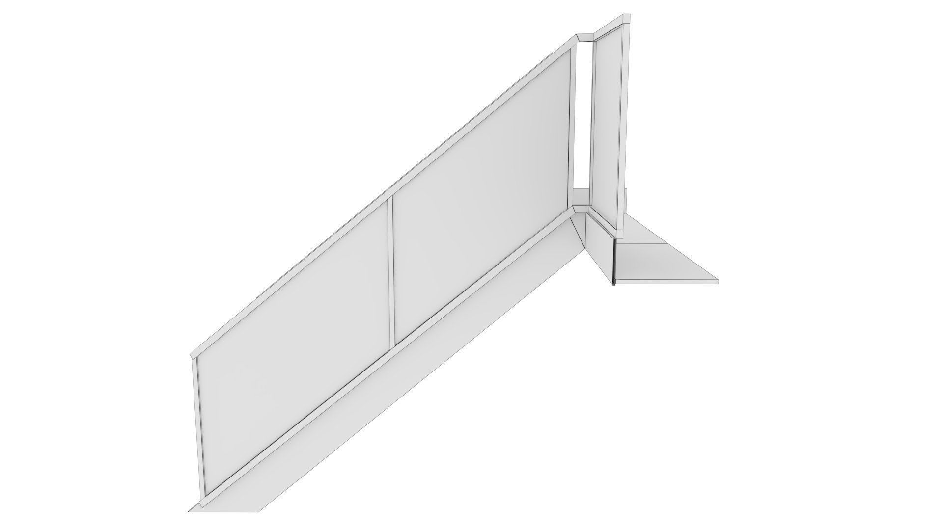 External Steel Staircase with Landing Low-poly 3D model_9