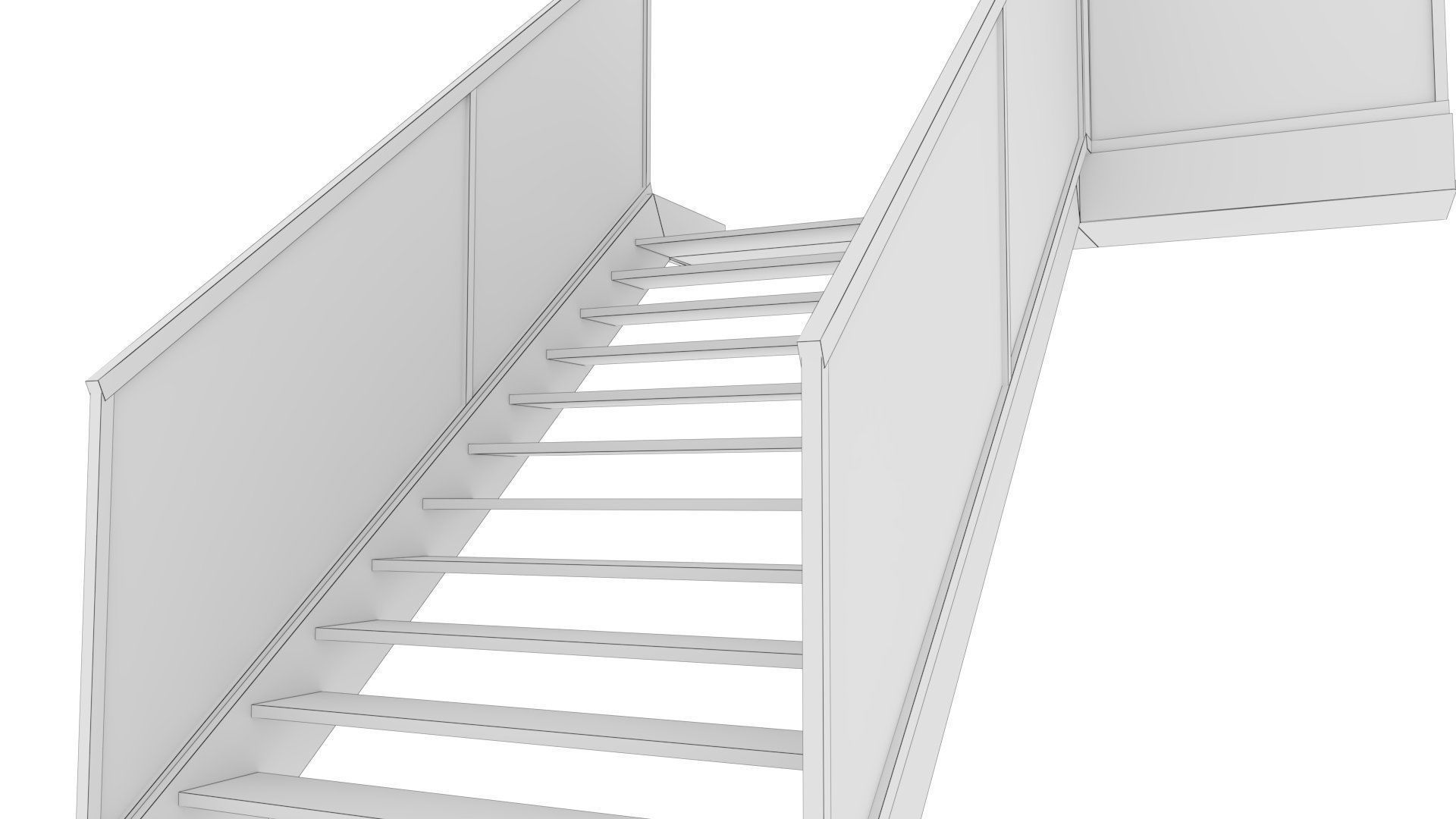 External Steel Staircase with Landing Low-poly 3D model_10