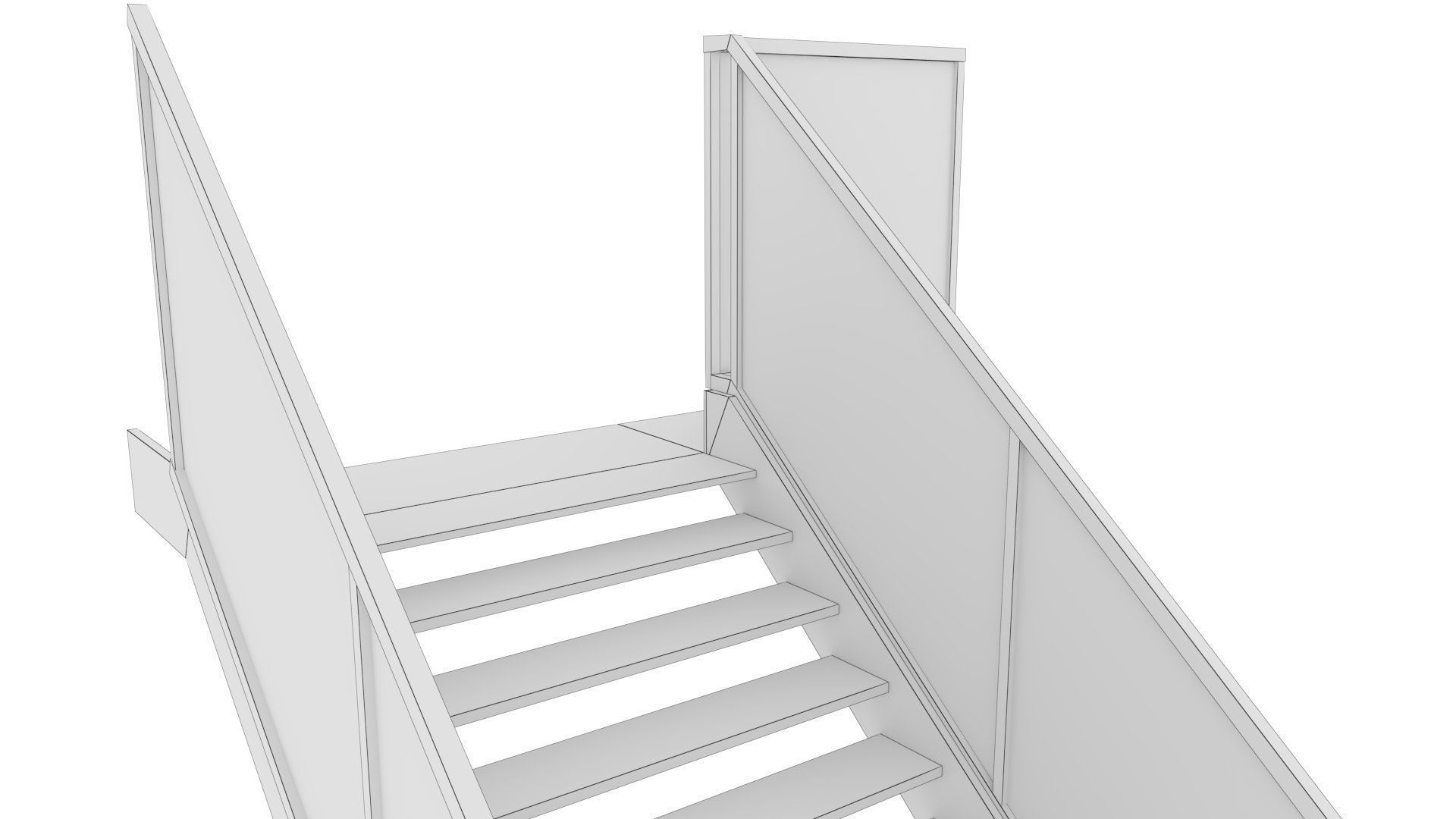 External Steel Staircase with Landing Low-poly 3D model_14