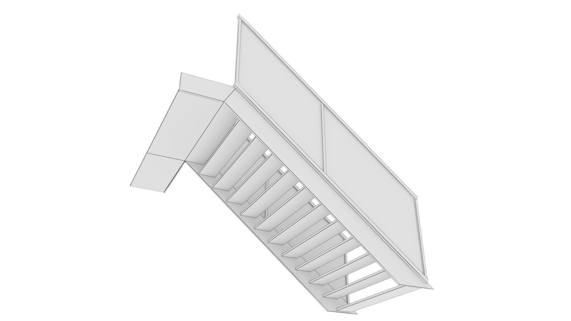 External Steel Staircase with Landing Low-poly 3D model_17