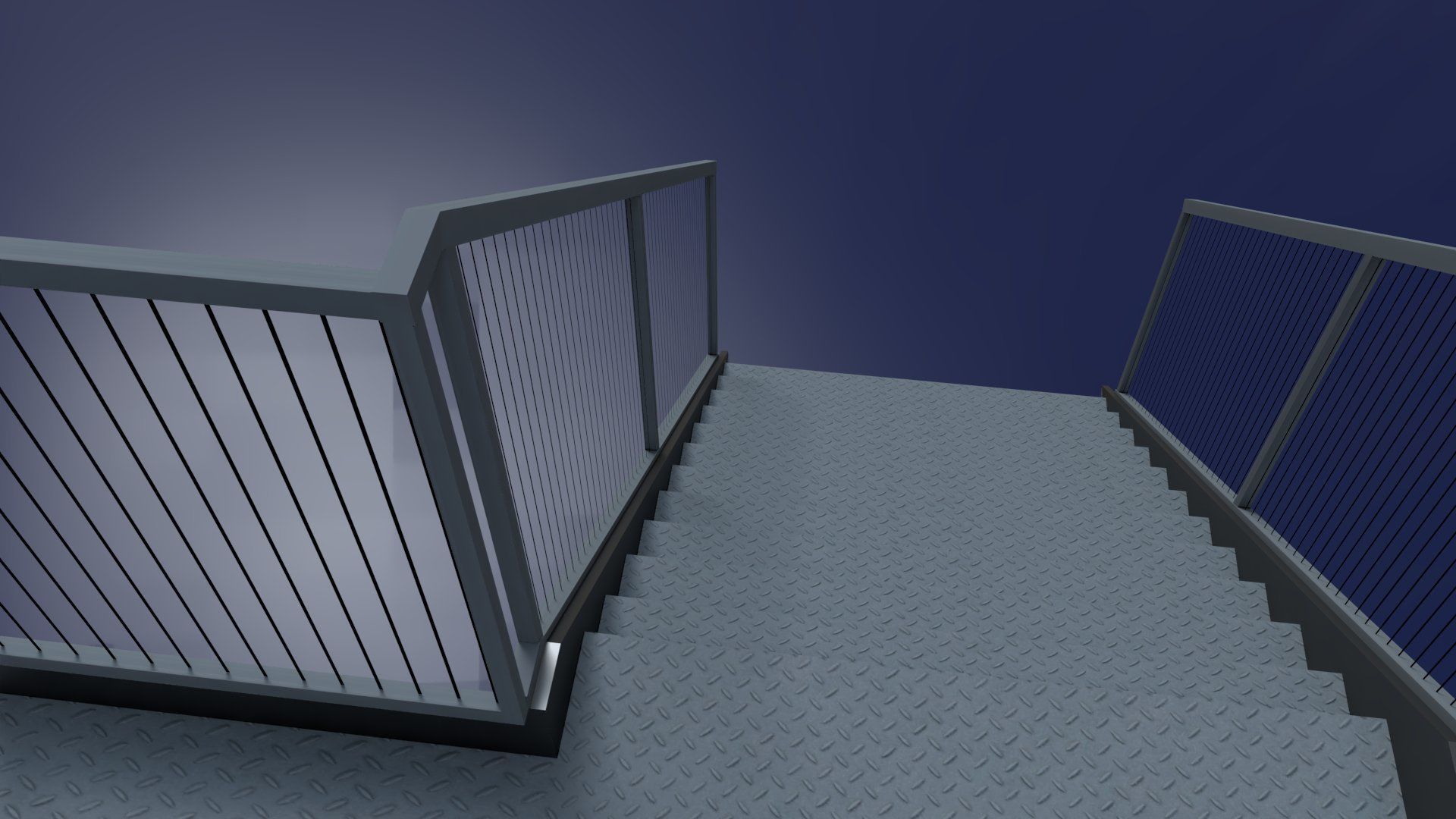 External Steel Staircase with Landing Low-poly 3D model_13