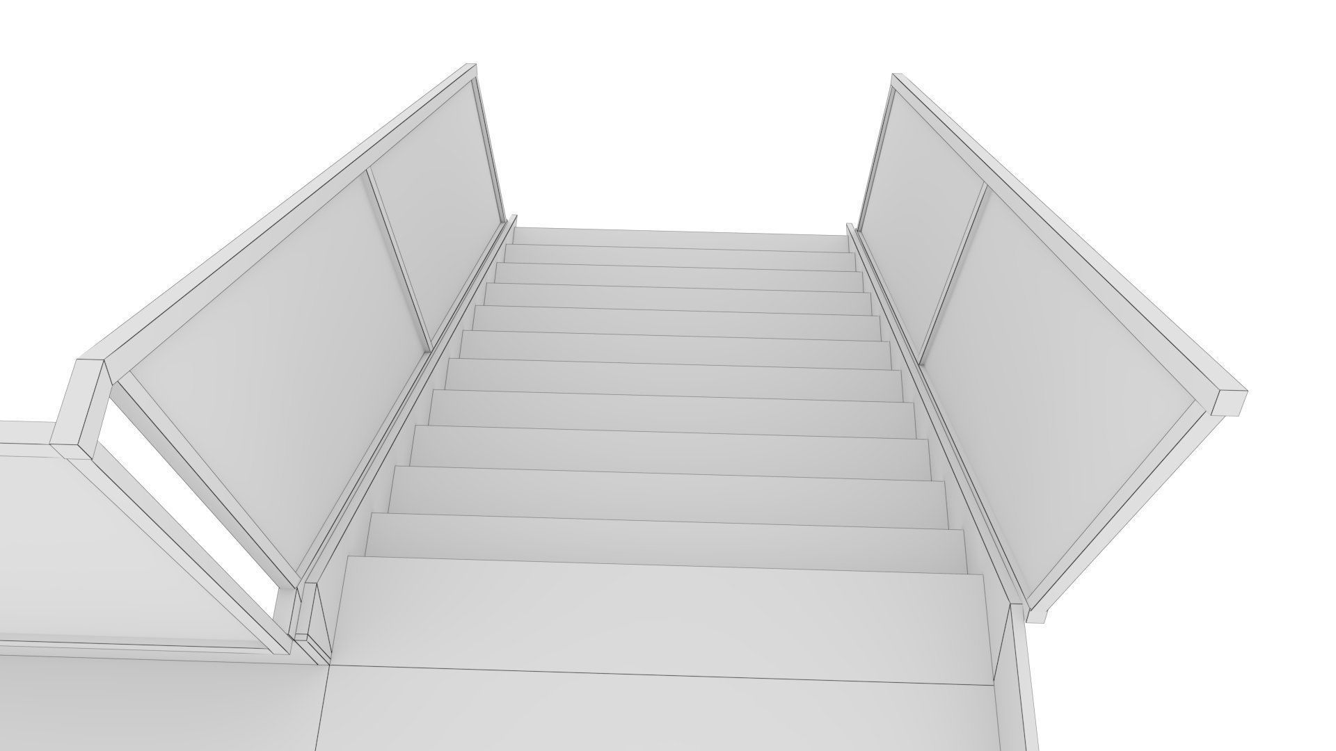 External Steel Staircase with Landing Low-poly 3D model_8