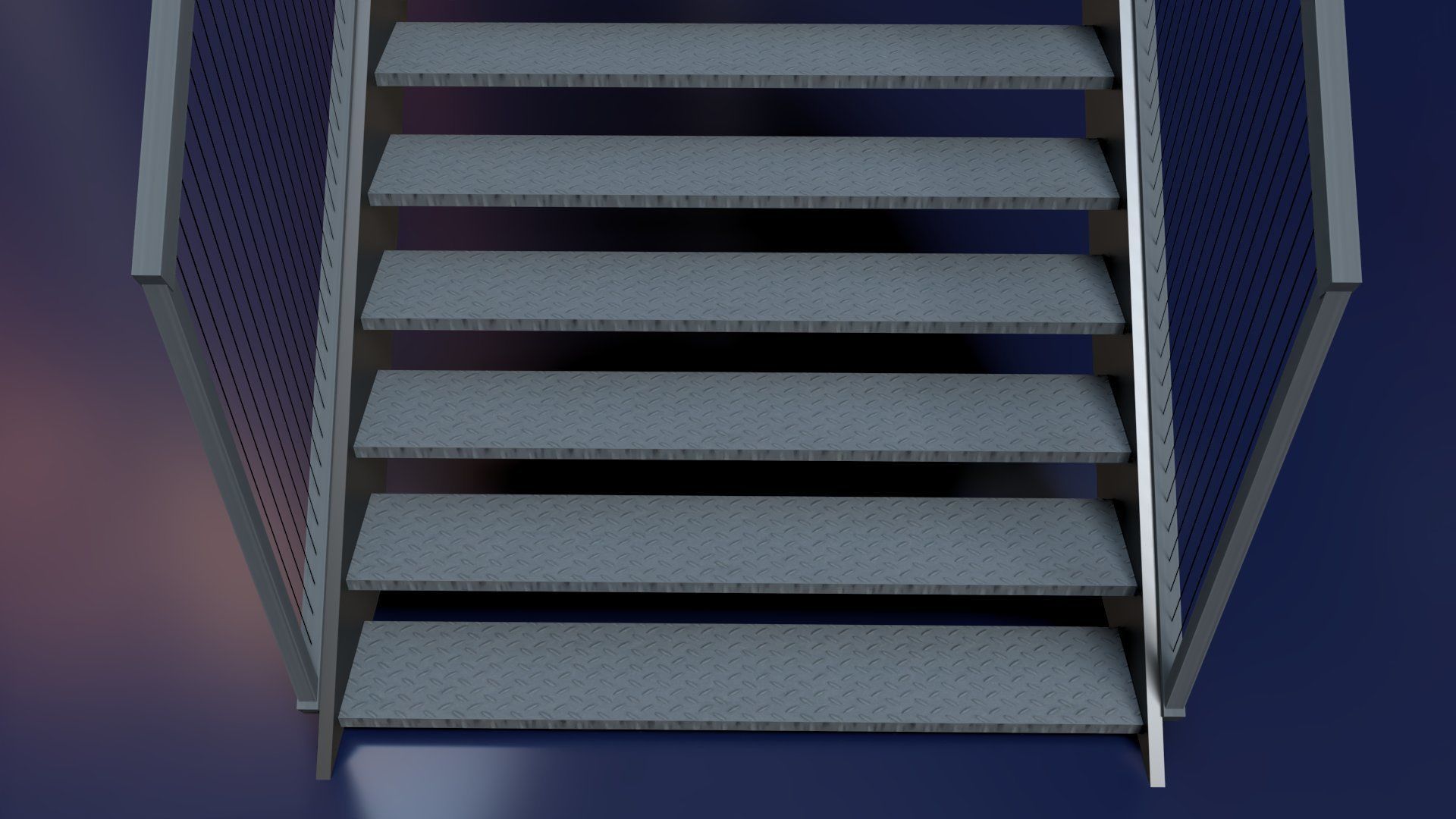 External Steel Staircase with Landing Low-poly 3D model_11