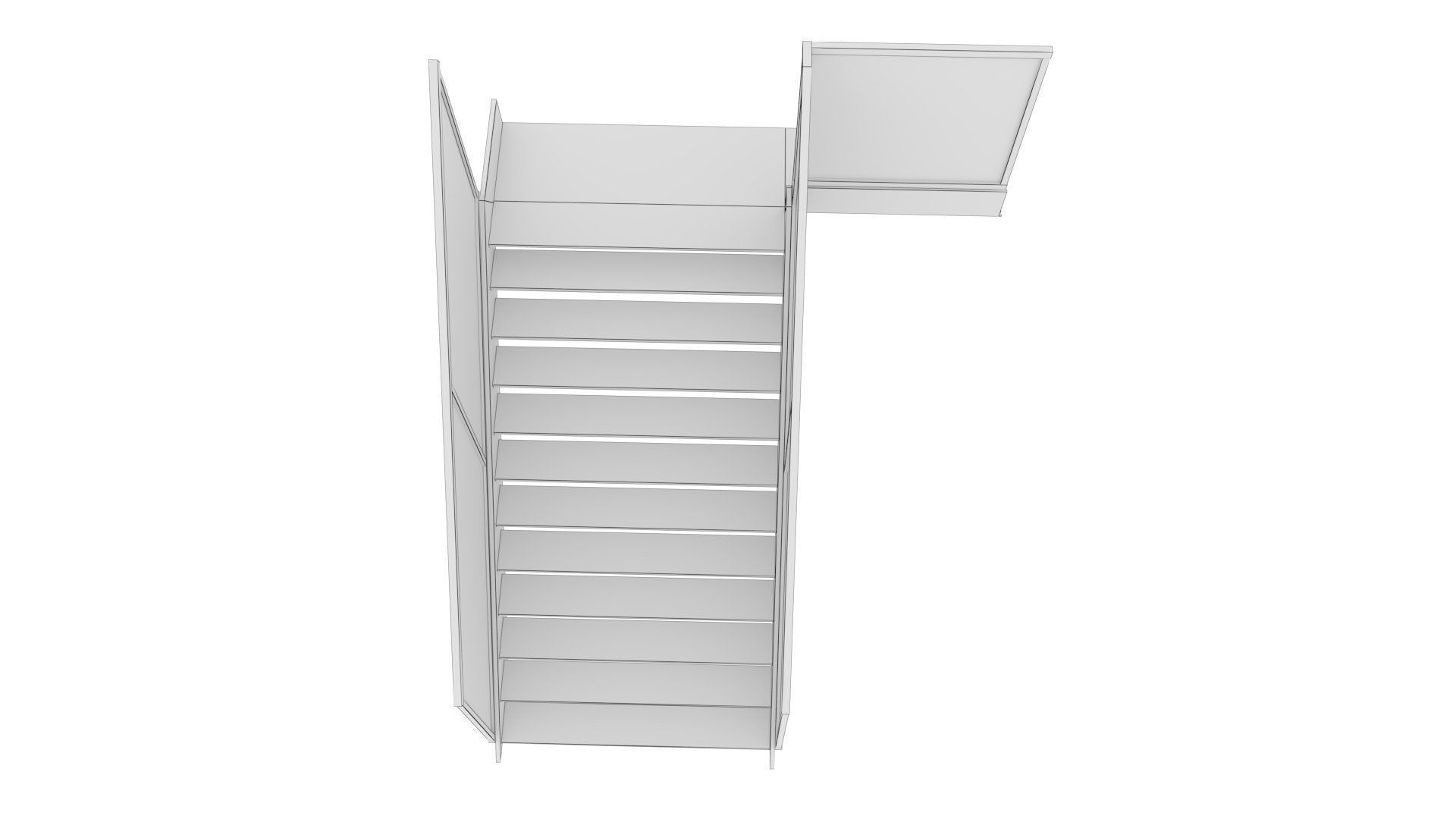 External Steel Staircase with Landing Low-poly 3D model_6