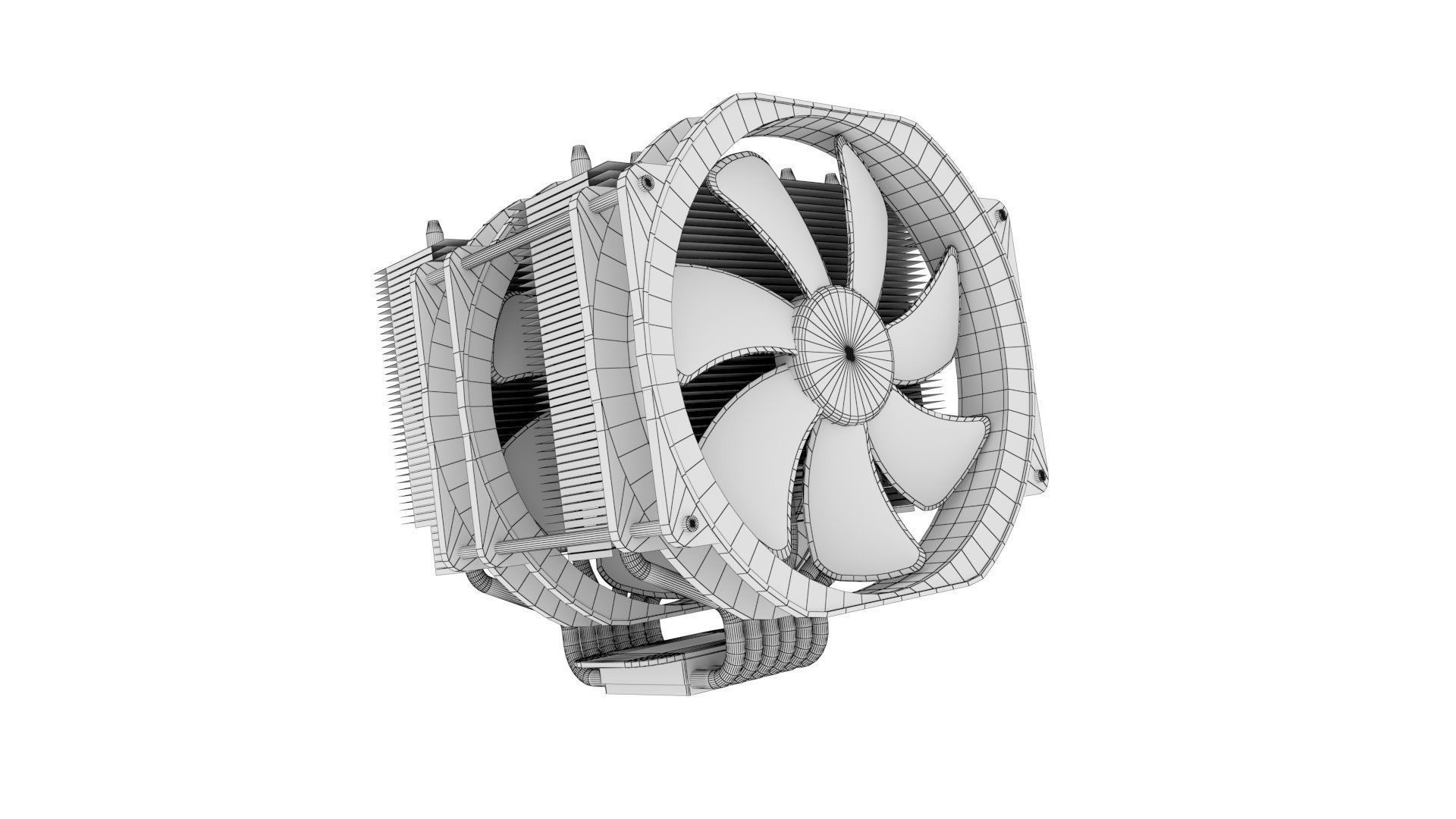 Dual Fan CPU Cooler - Noctua design Low-poly 3D model_22