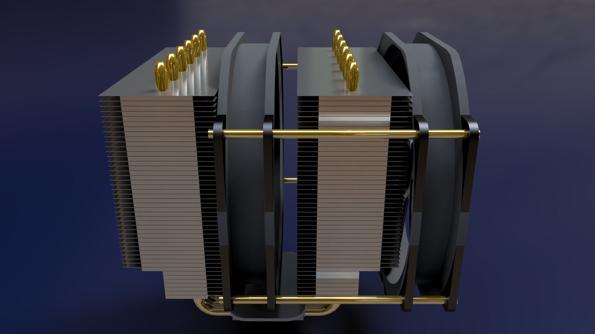 Dual Fan CPU Cooler - Noctua design Low-poly 3D model_12