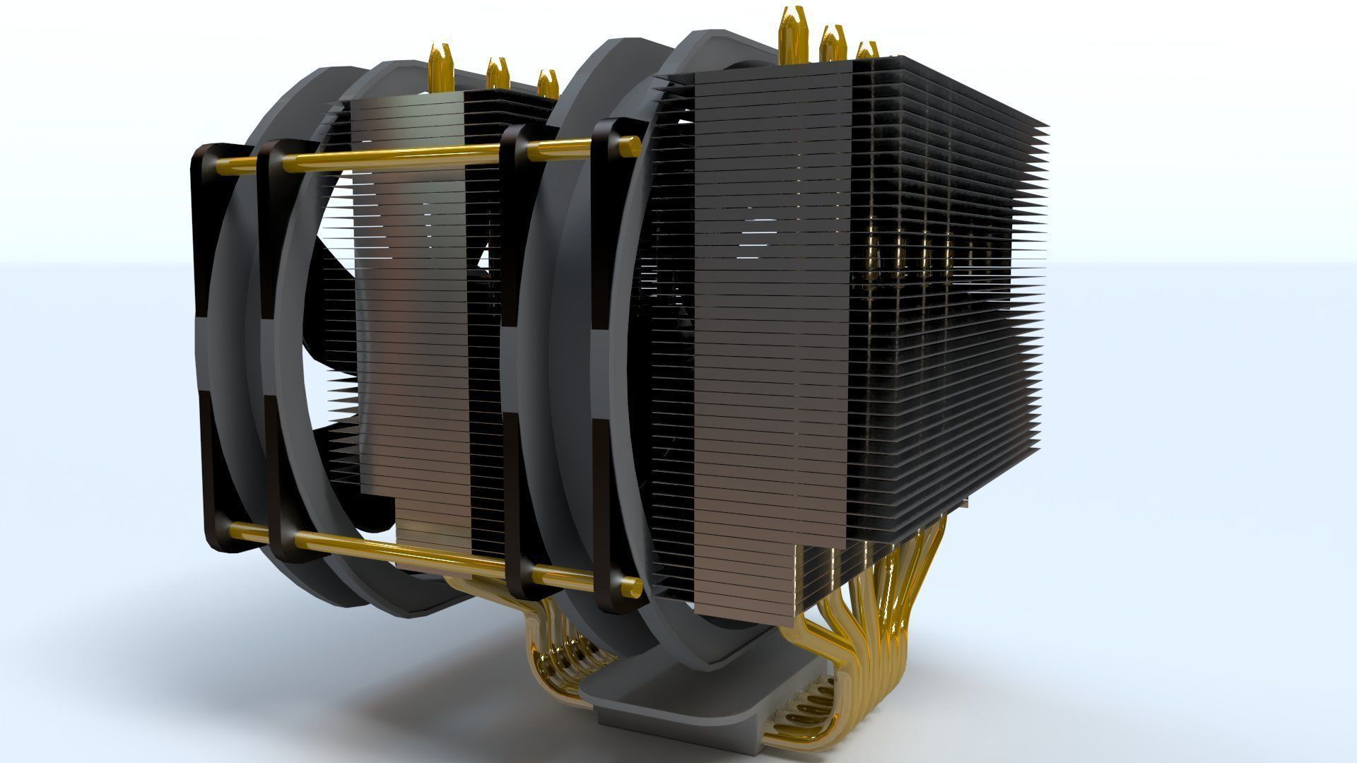 Dual Fan CPU Cooler - Noctua design Low-poly 3D model_5