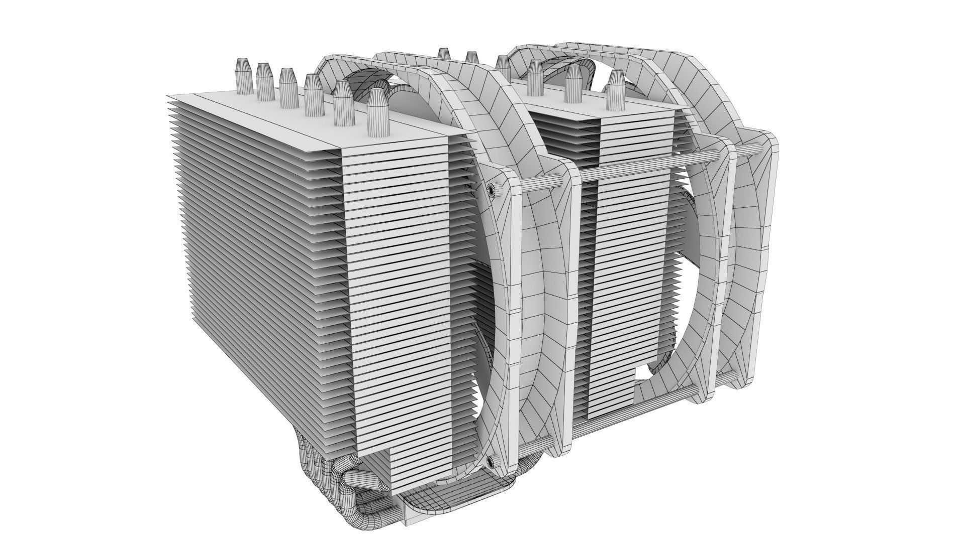 Dual Fan CPU Cooler - Noctua design Low-poly 3D model_13
