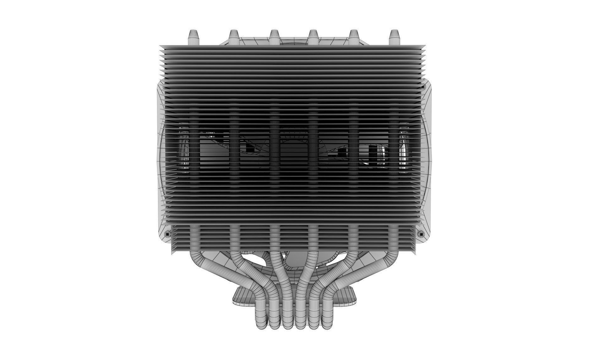 Dual Fan CPU Cooler - Noctua design Low-poly 3D model_14