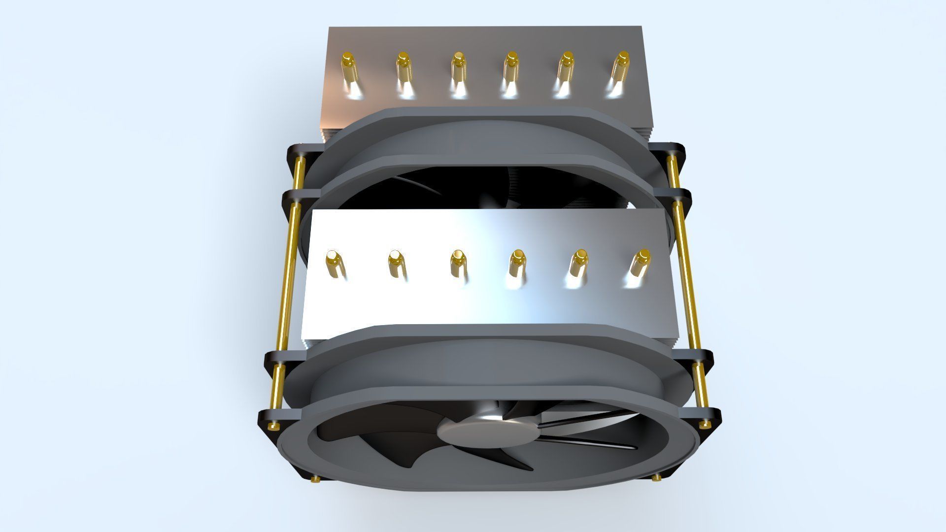 Dual Fan CPU Cooler - Noctua design Low-poly 3D model_4