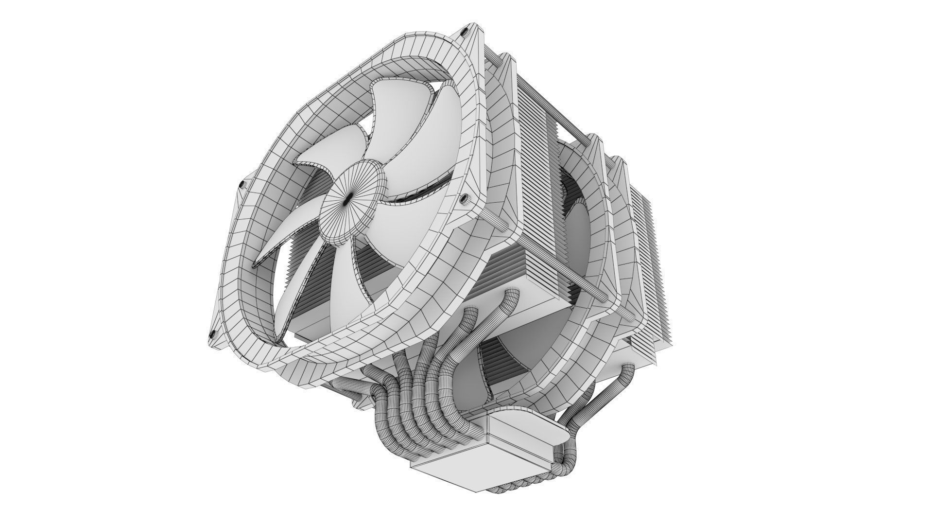 Dual Fan CPU Cooler - Noctua design Low-poly 3D model_24