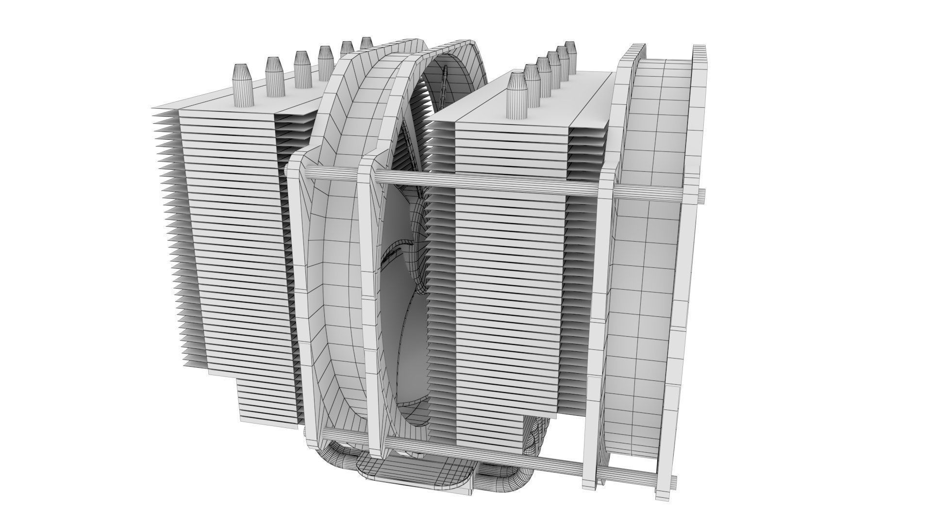 Dual Fan CPU Cooler - Noctua design Low-poly 3D model_15