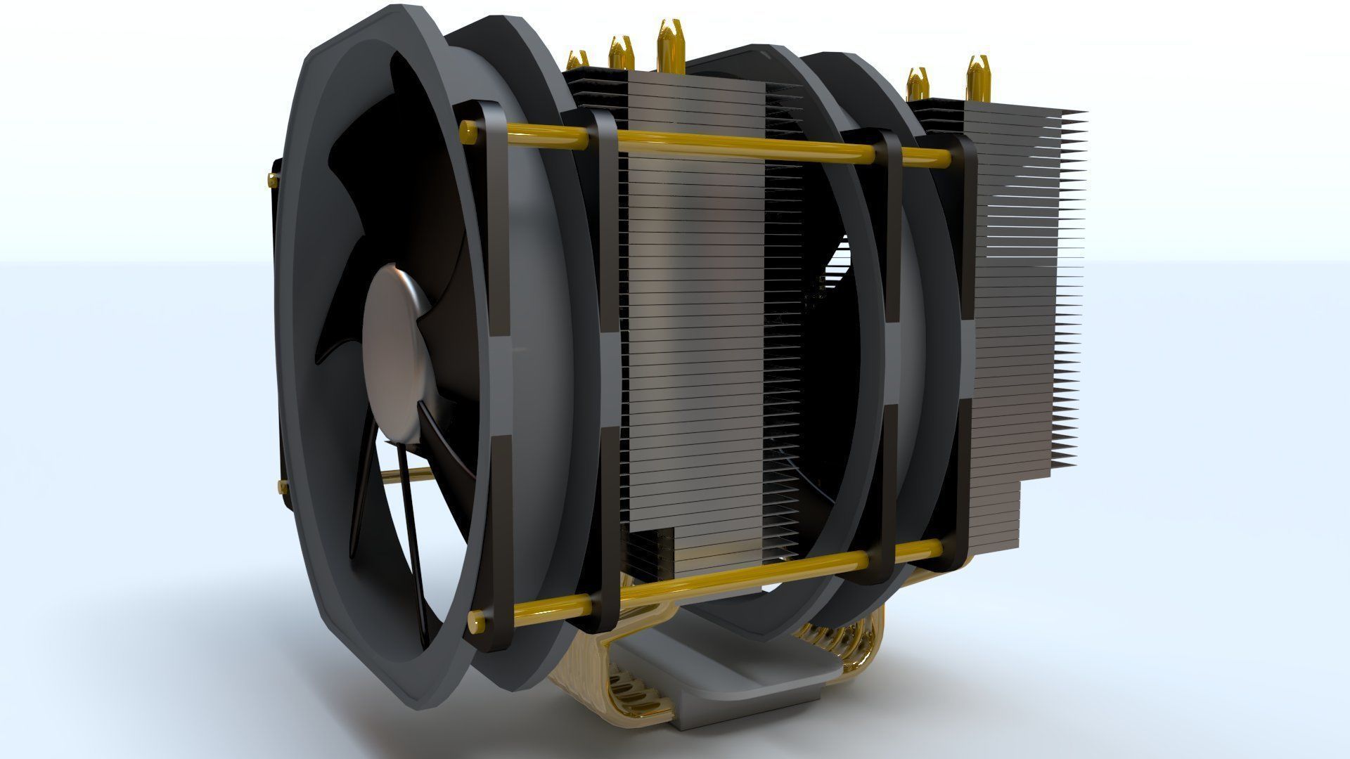 Dual Fan CPU Cooler - Noctua design Low-poly 3D model_7