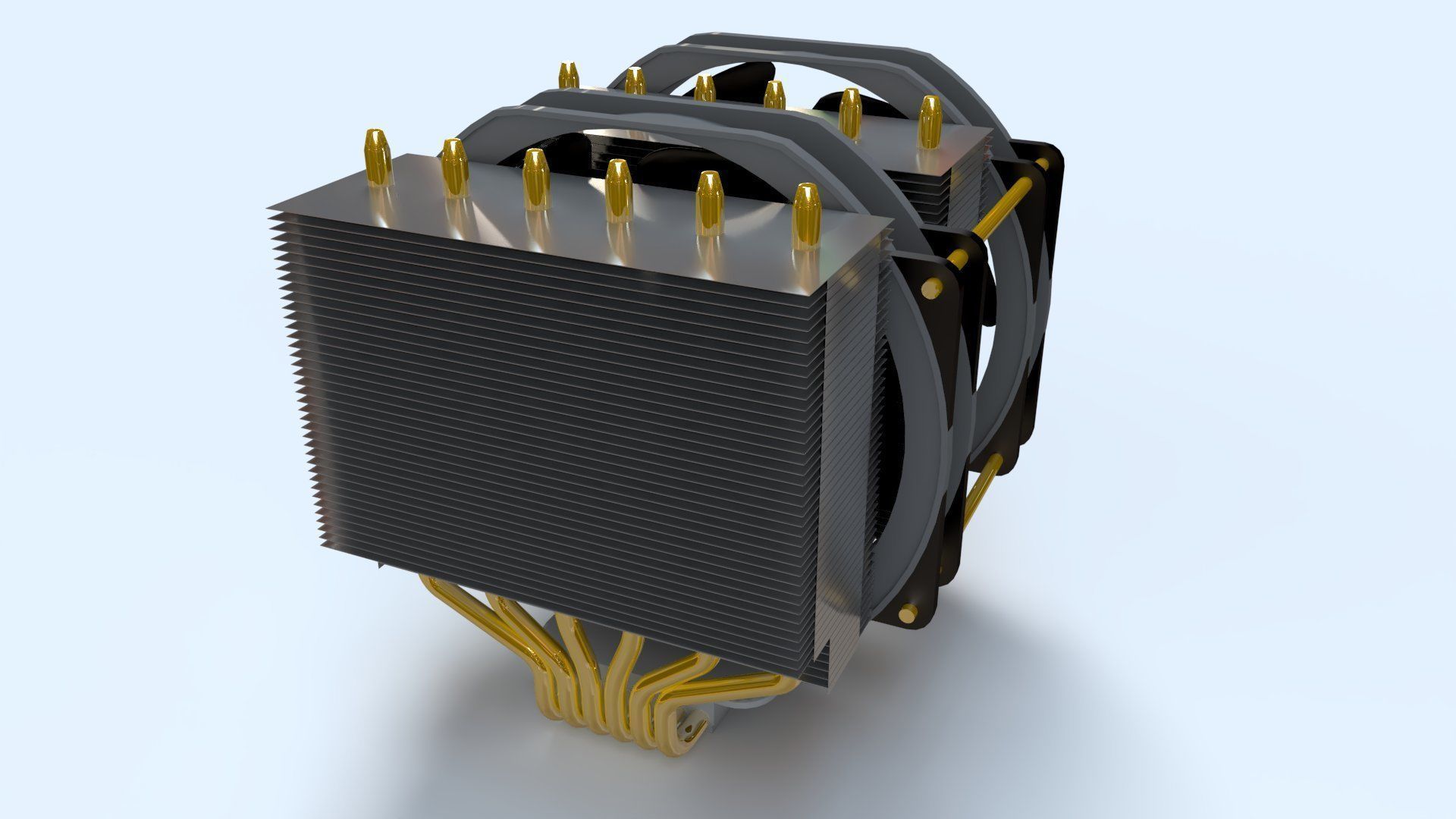 Dual Fan CPU Cooler - Noctua design Low-poly 3D model_3