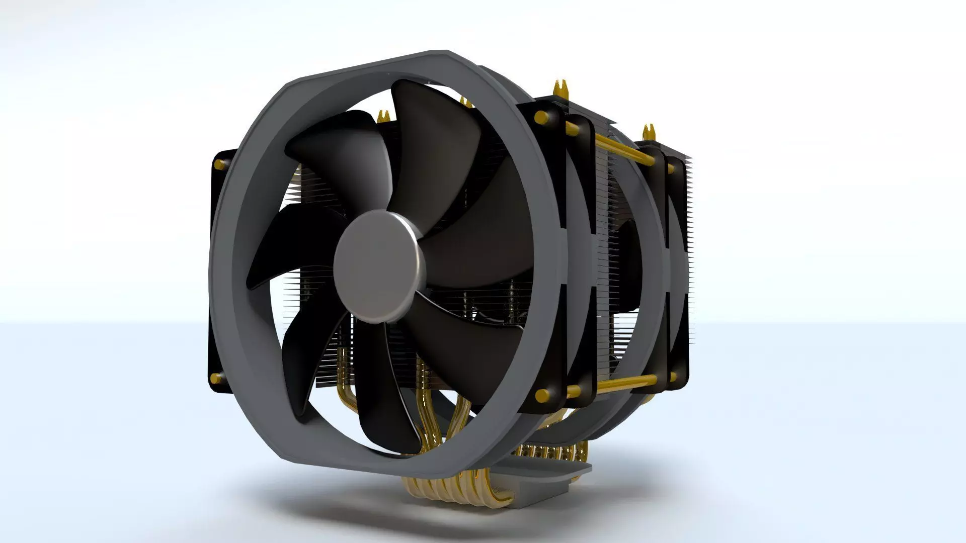 Dual Fan CPU Cooler - Noctua design Low-poly 3D model_0