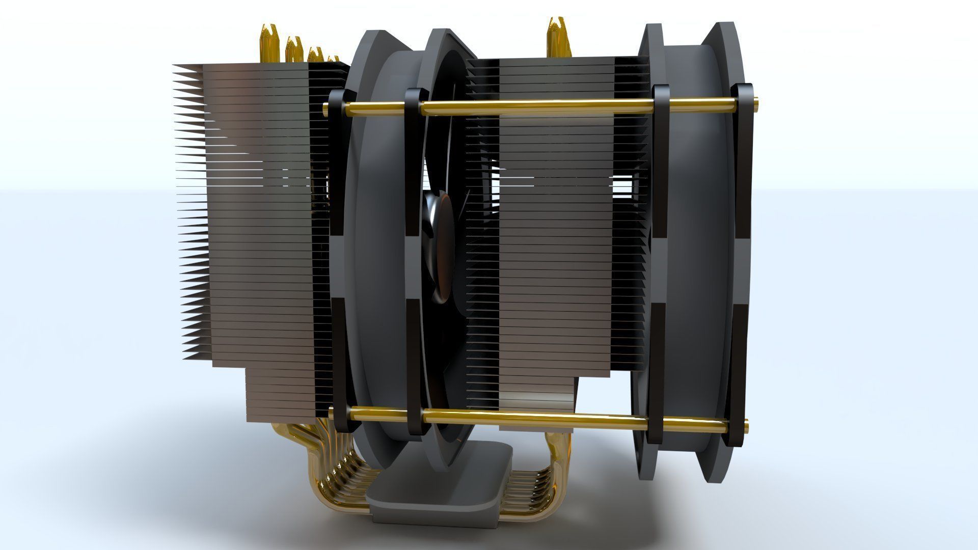Dual Fan CPU Cooler - Noctua design Low-poly 3D model_1