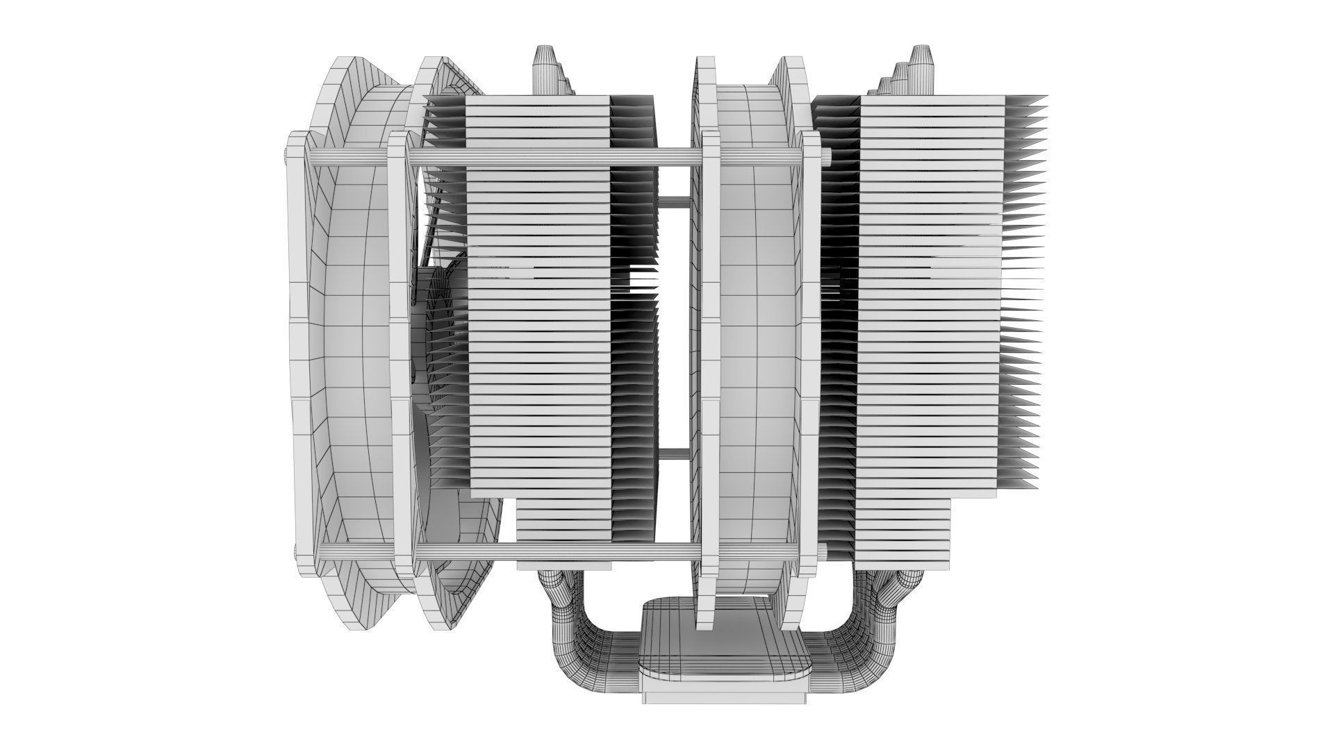 Dual Fan CPU Cooler - Noctua design Low-poly 3D model_21