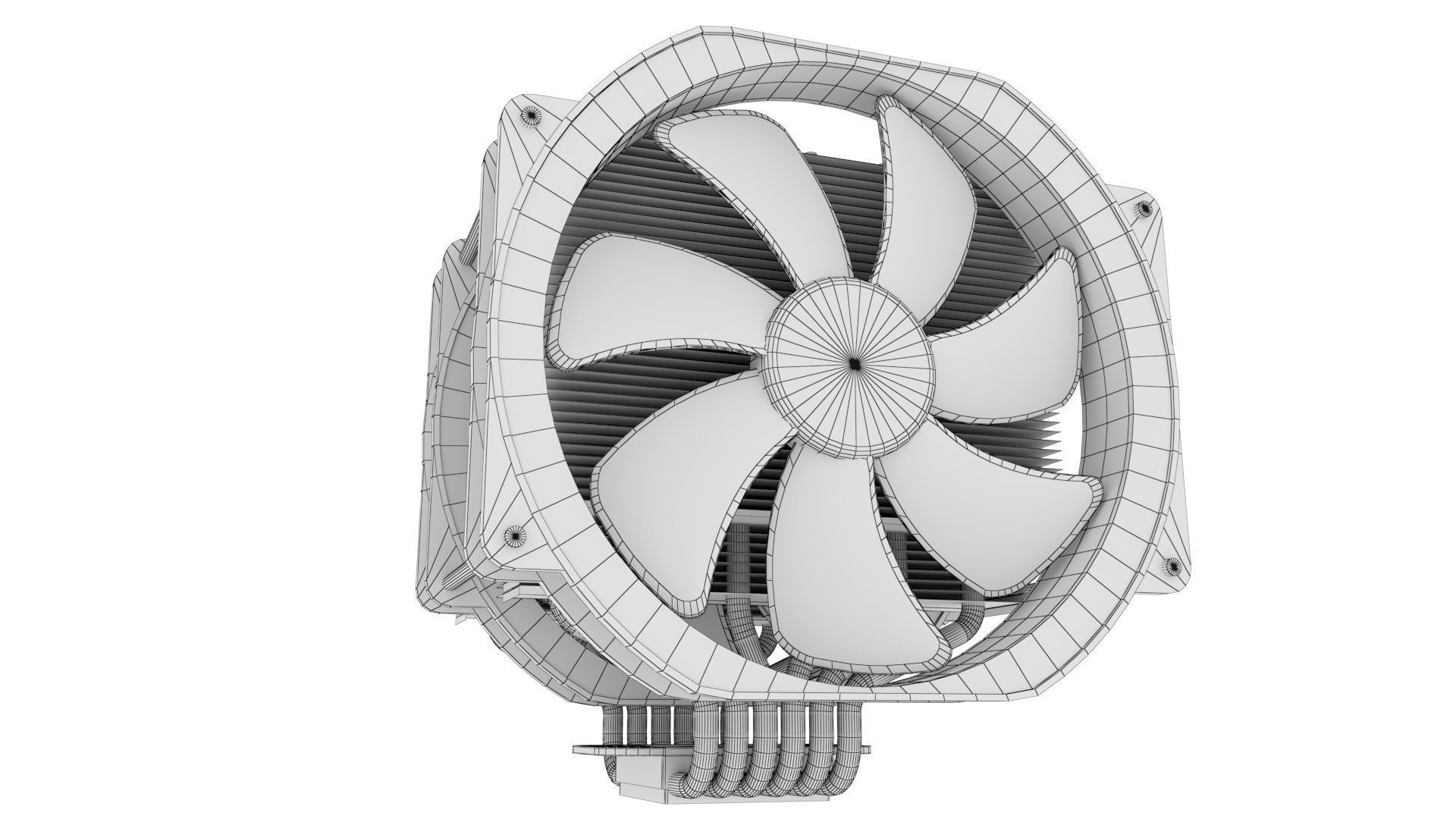 Dual Fan CPU Cooler - Noctua design Low-poly 3D model_16