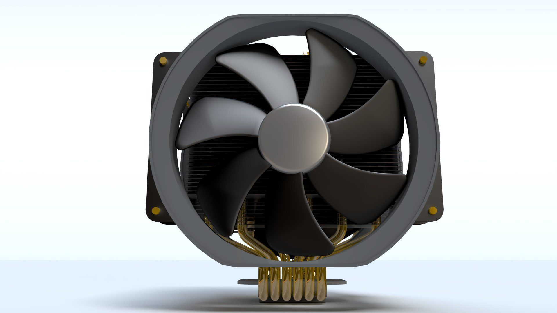 Dual Fan CPU Cooler - Noctua design Low-poly 3D model_2