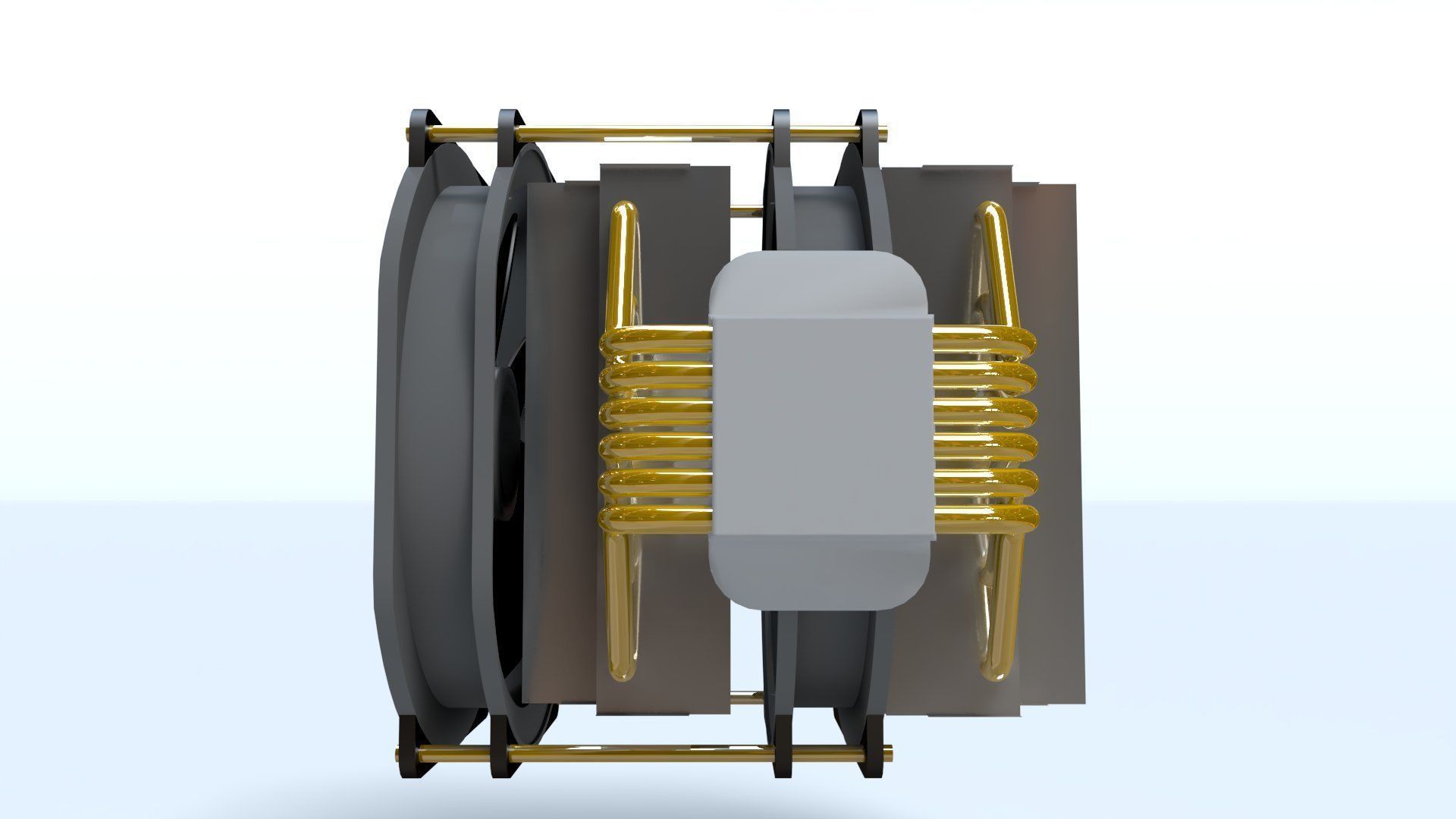 Dual Fan CPU Cooler - Noctua design Low-poly 3D model_6
