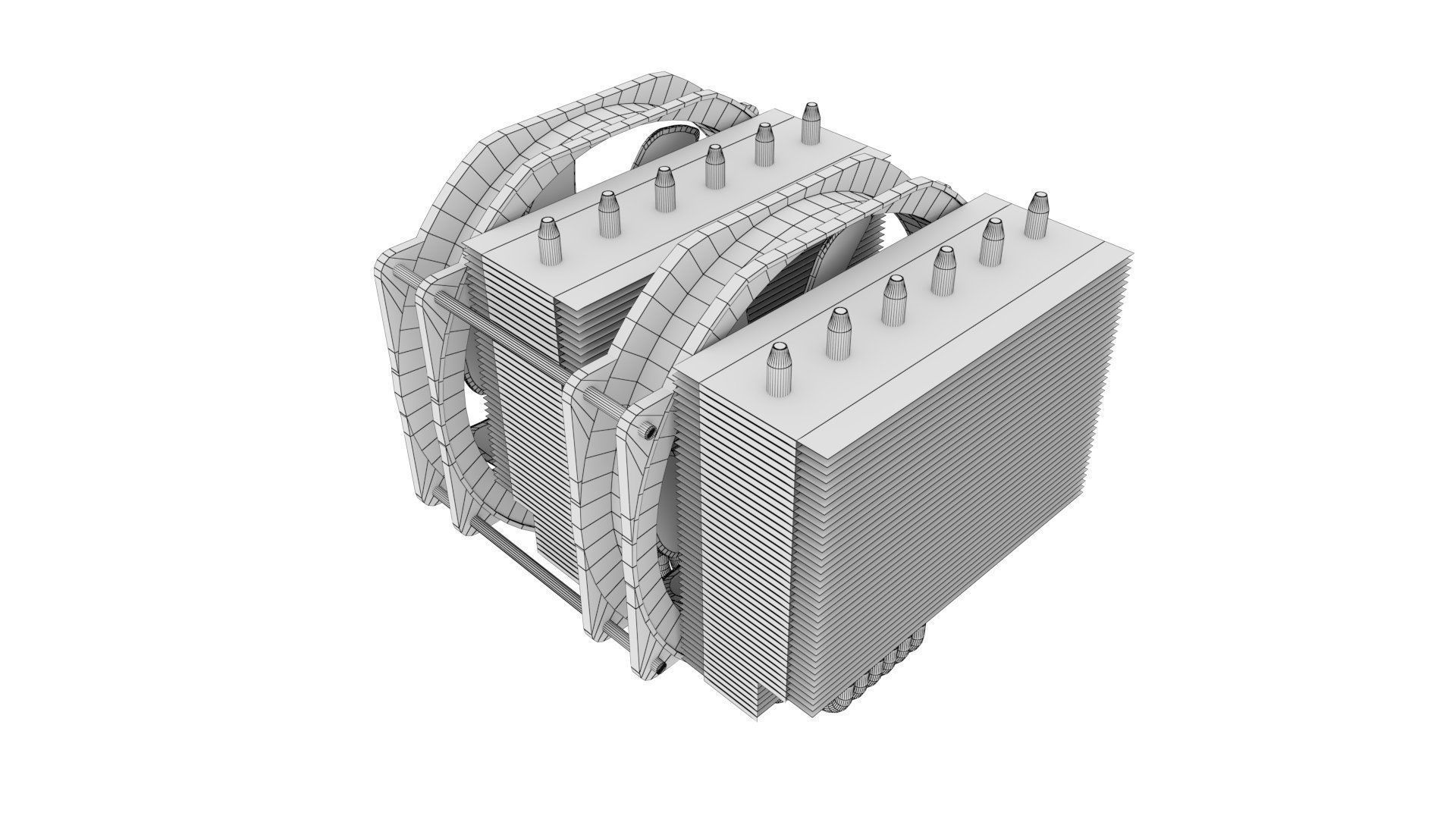 Dual Fan CPU Cooler - Noctua design Low-poly 3D model_23