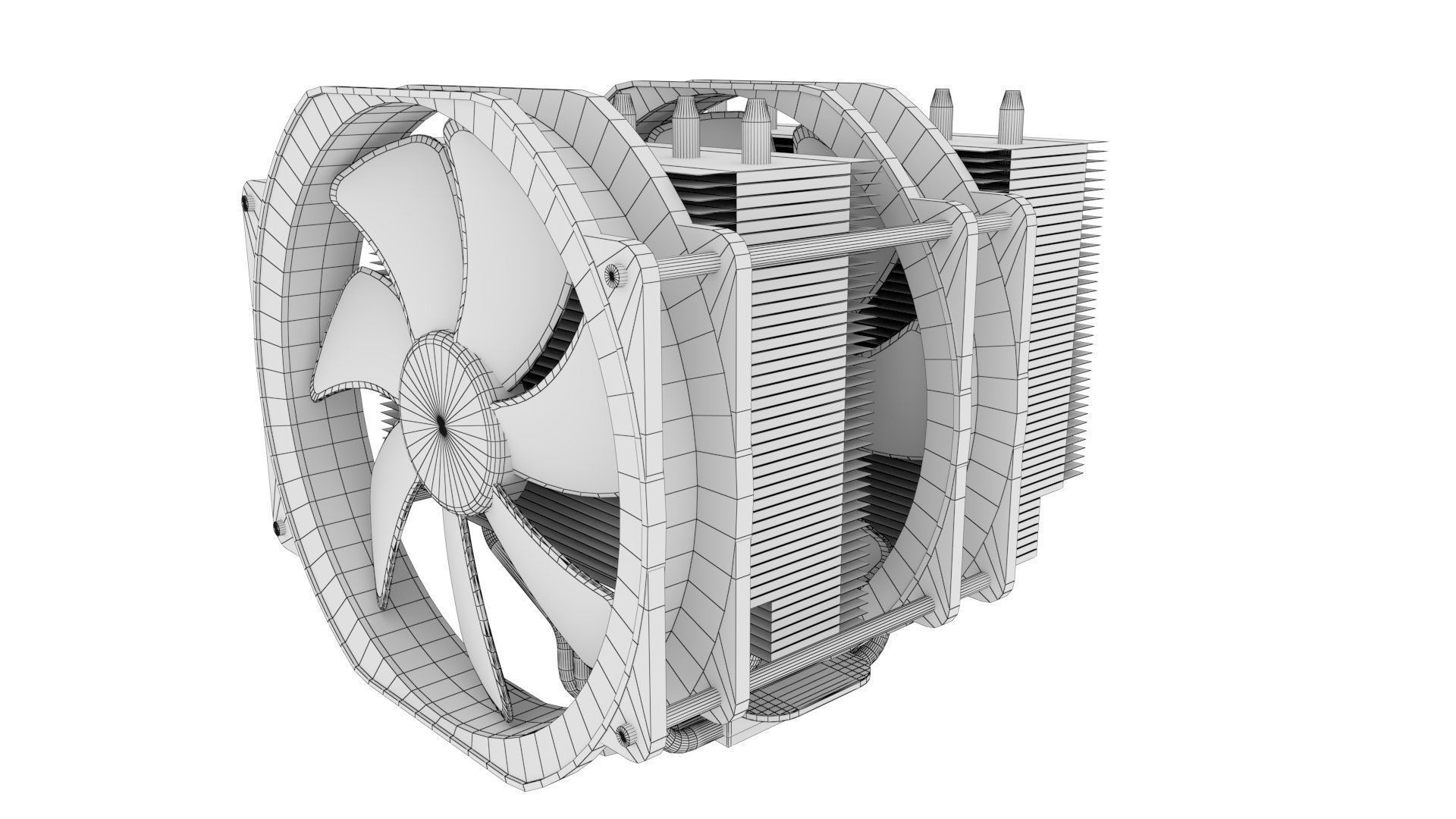 Dual Fan CPU Cooler - Noctua design Low-poly 3D model_17