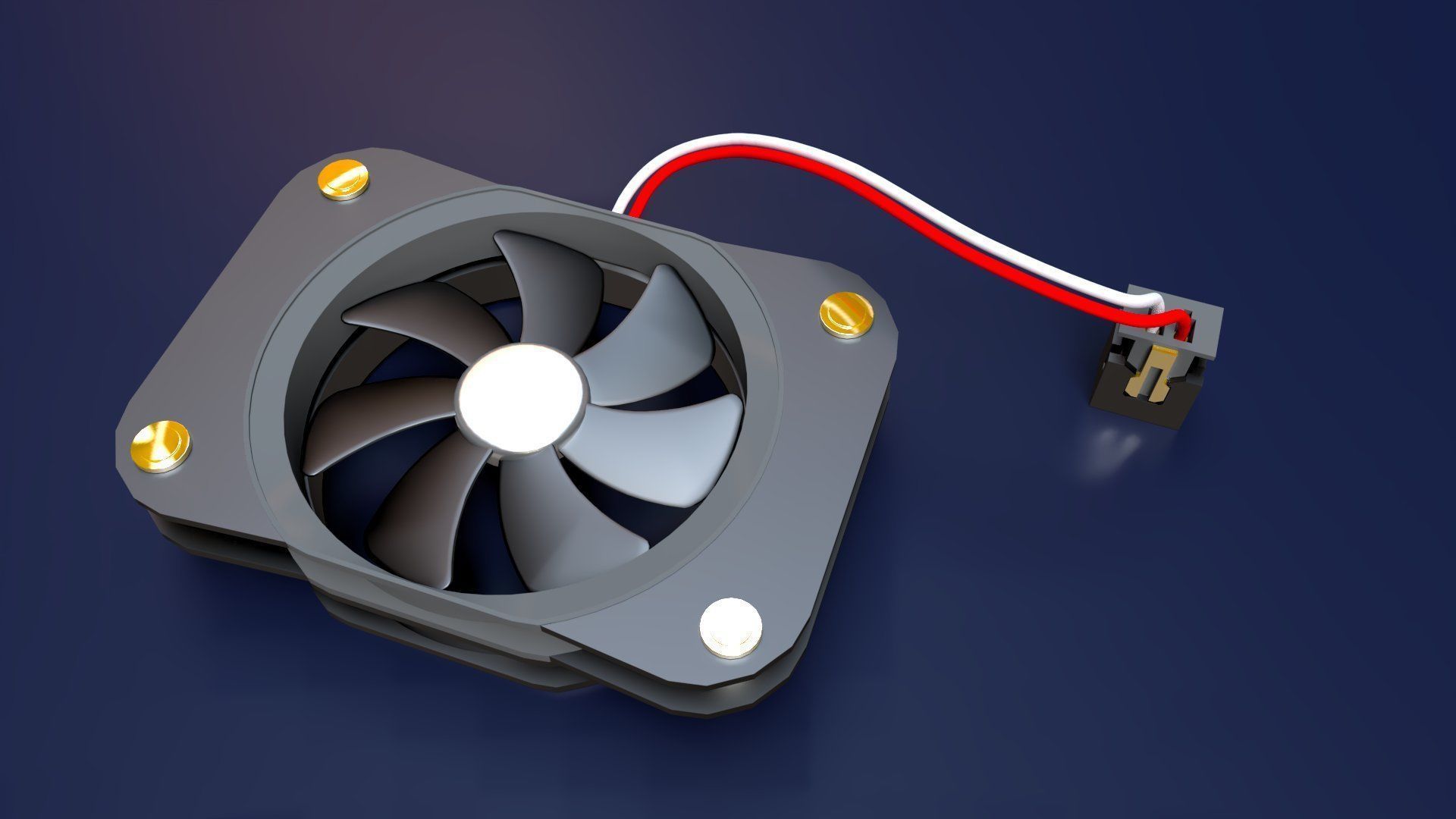 Computer Fan - cooling fan for inside a computer case Low-poly 3D model_8