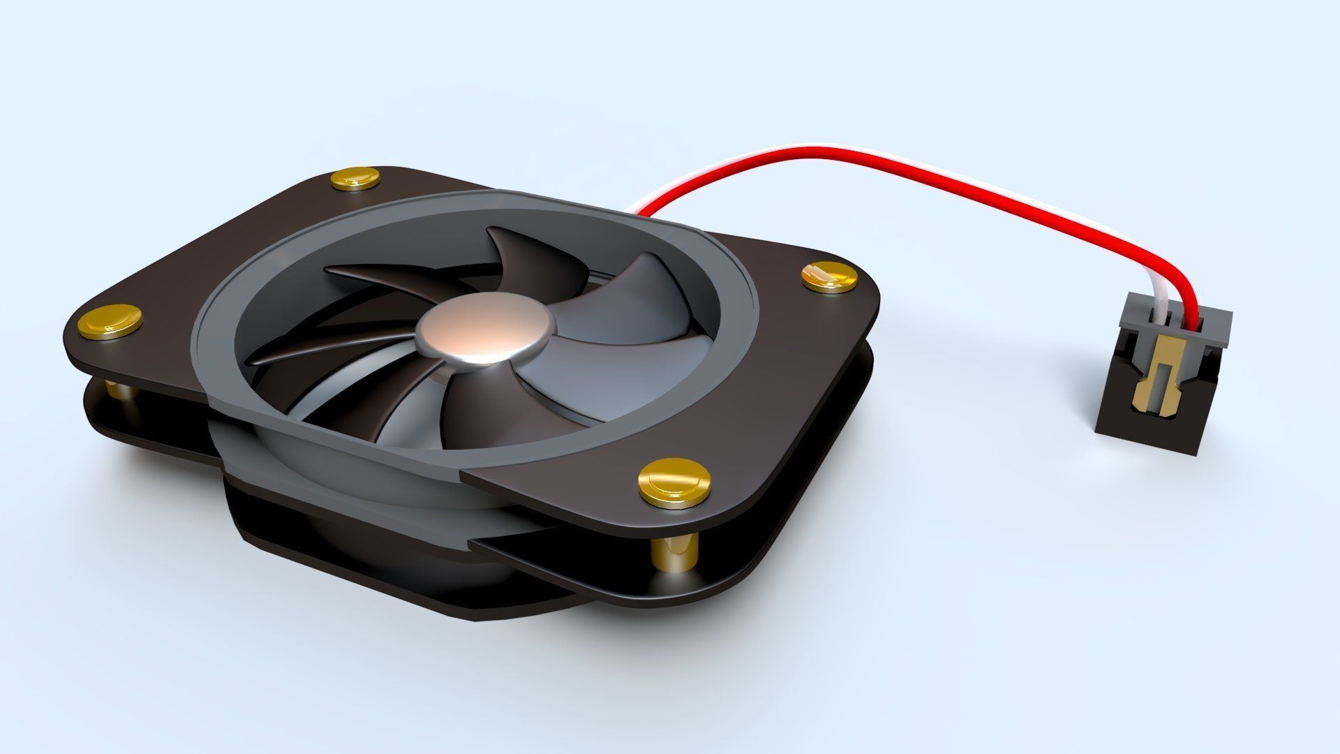 Computer Fan - cooling fan for inside a computer case Low-poly 3D model_2