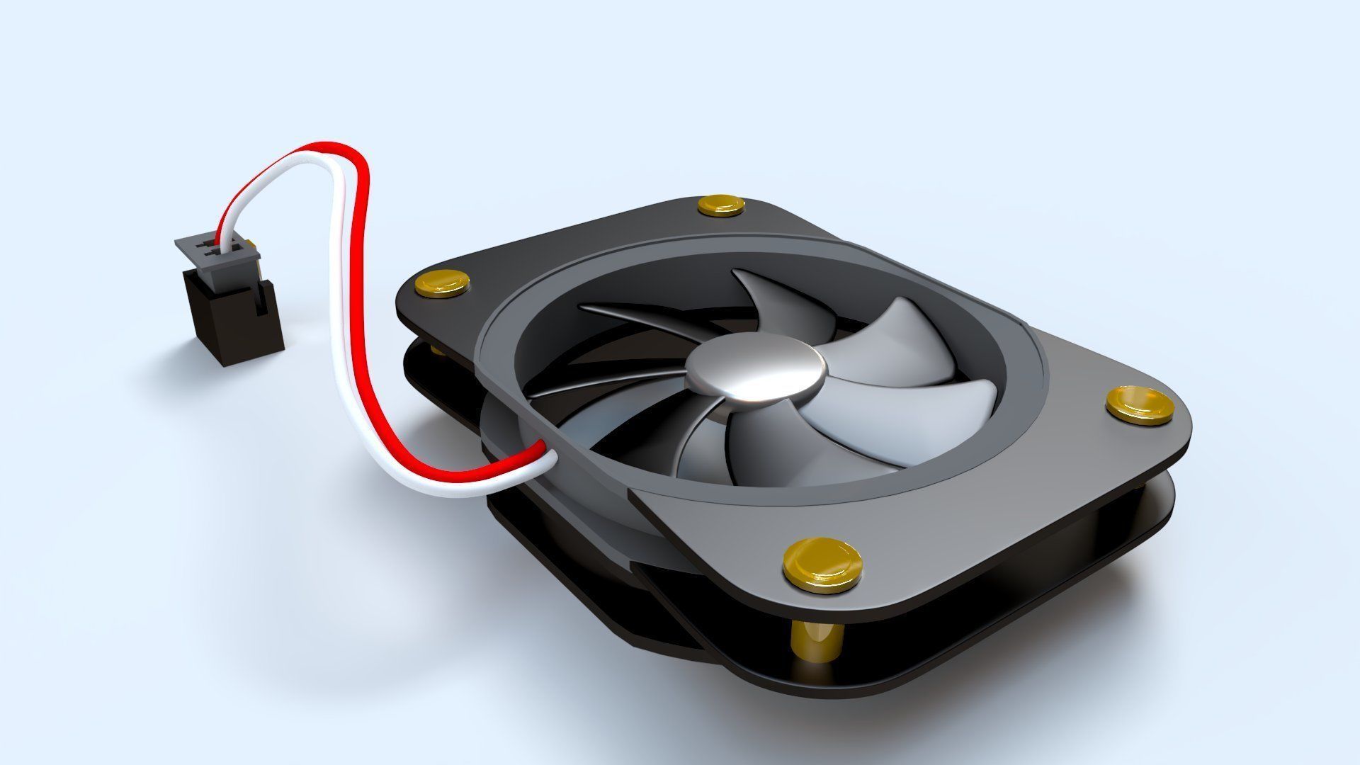 Computer Fan - cooling fan for inside a computer case Low-poly 3D model_3