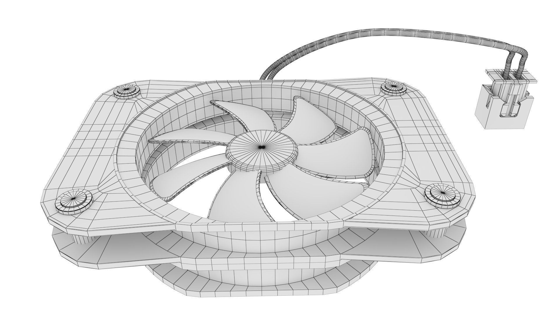 Computer Fan - cooling fan for inside a computer case Low-poly 3D model_22