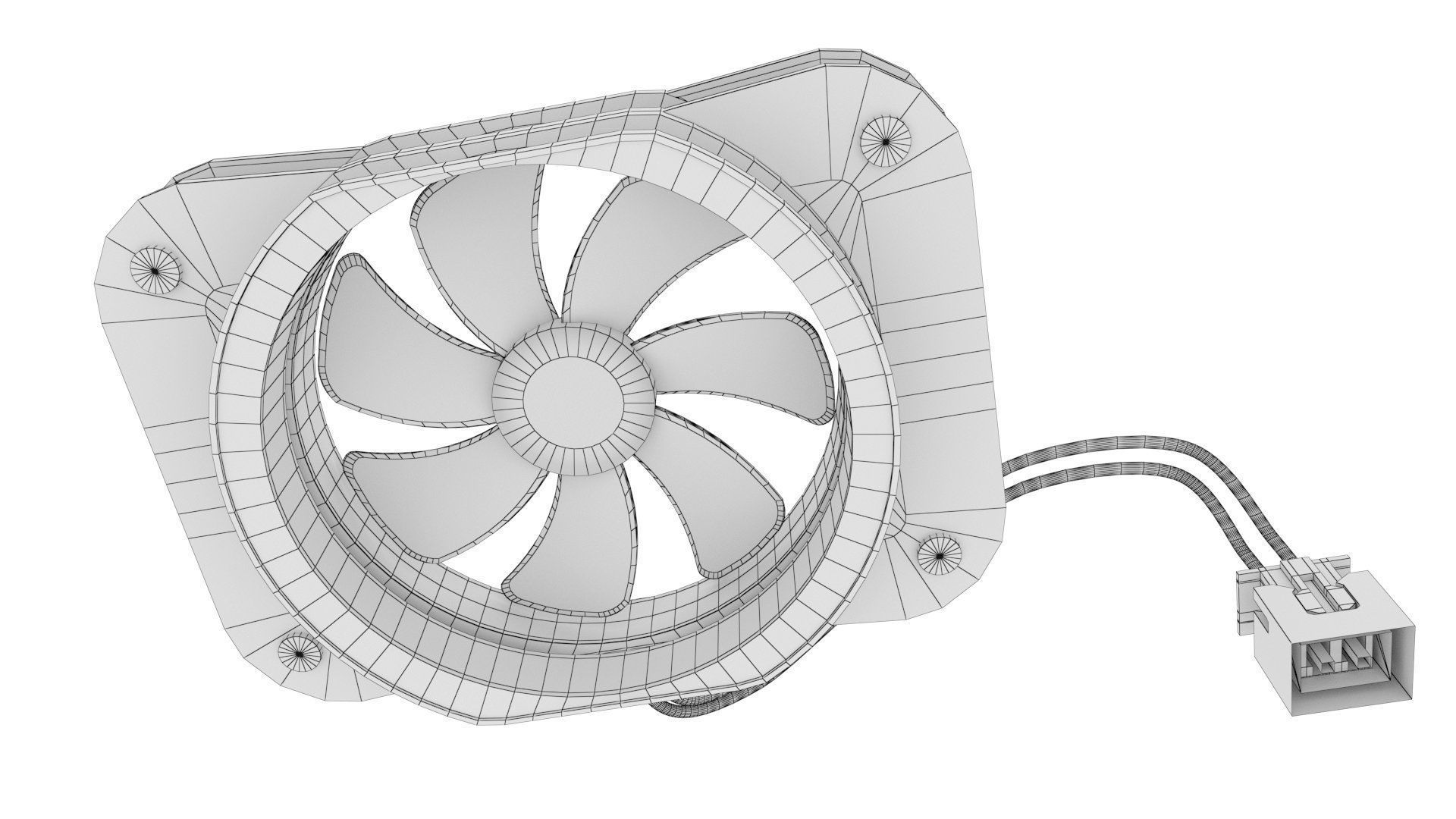 Computer Fan - cooling fan for inside a computer case Low-poly 3D model_14