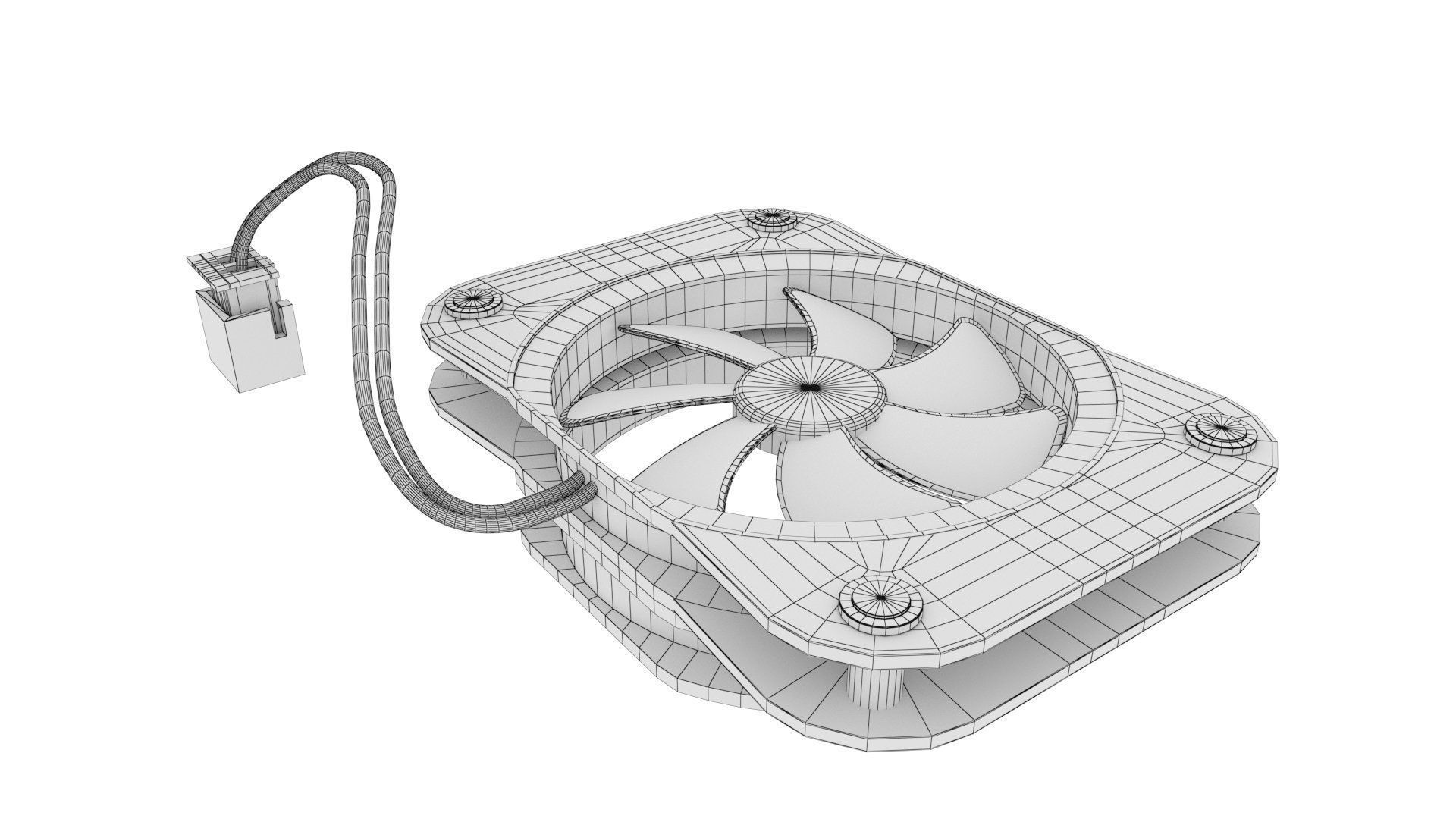 Computer Fan - cooling fan for inside a computer case Low-poly 3D model_16
