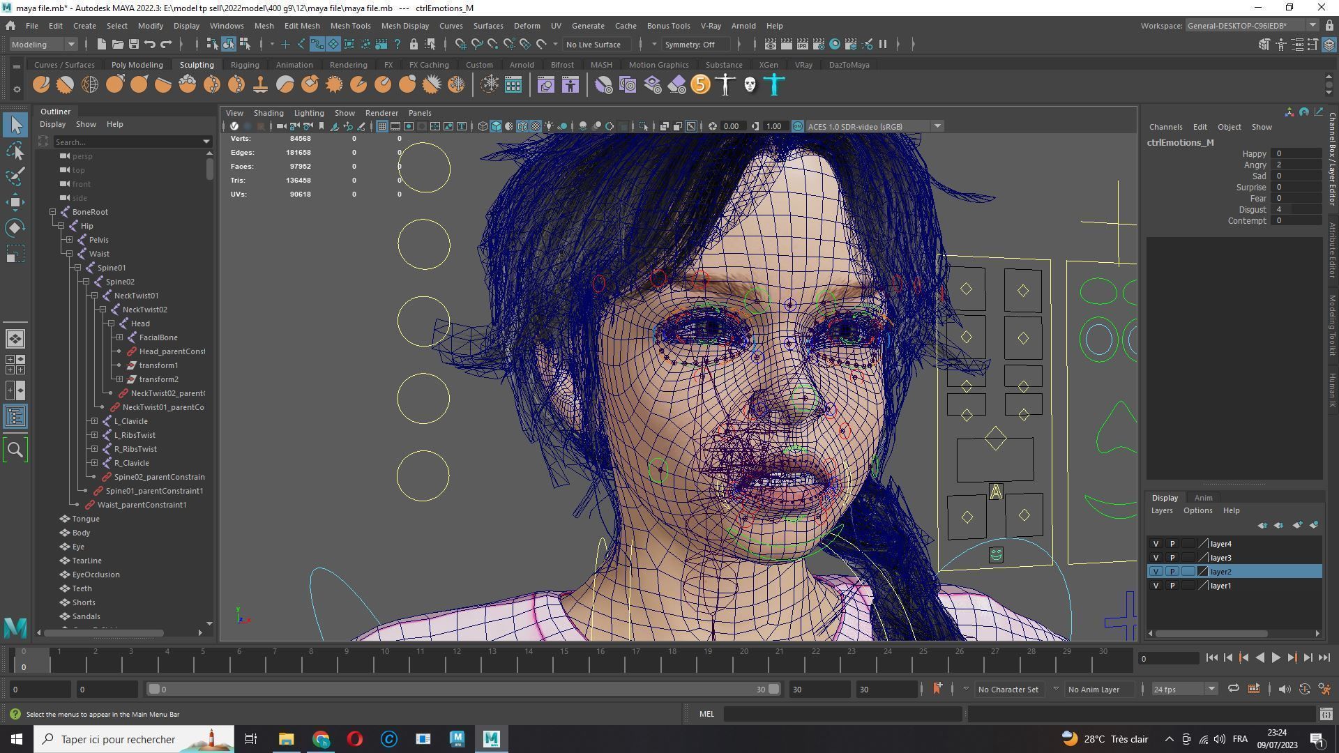 Merry-realistic sweet girl Low-poly 3D model_19