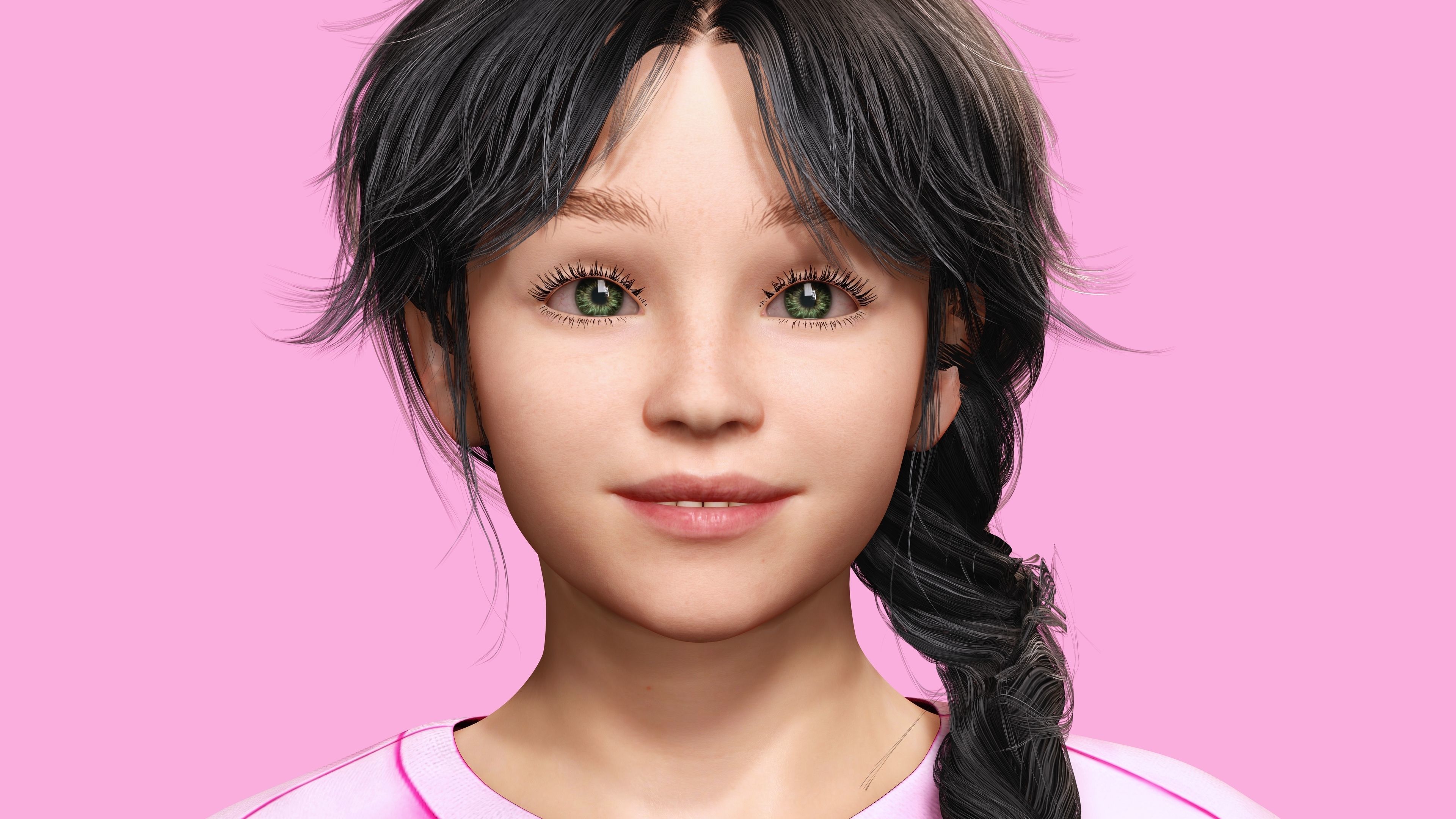 Merry-realistic sweet girl Low-poly 3D model_7