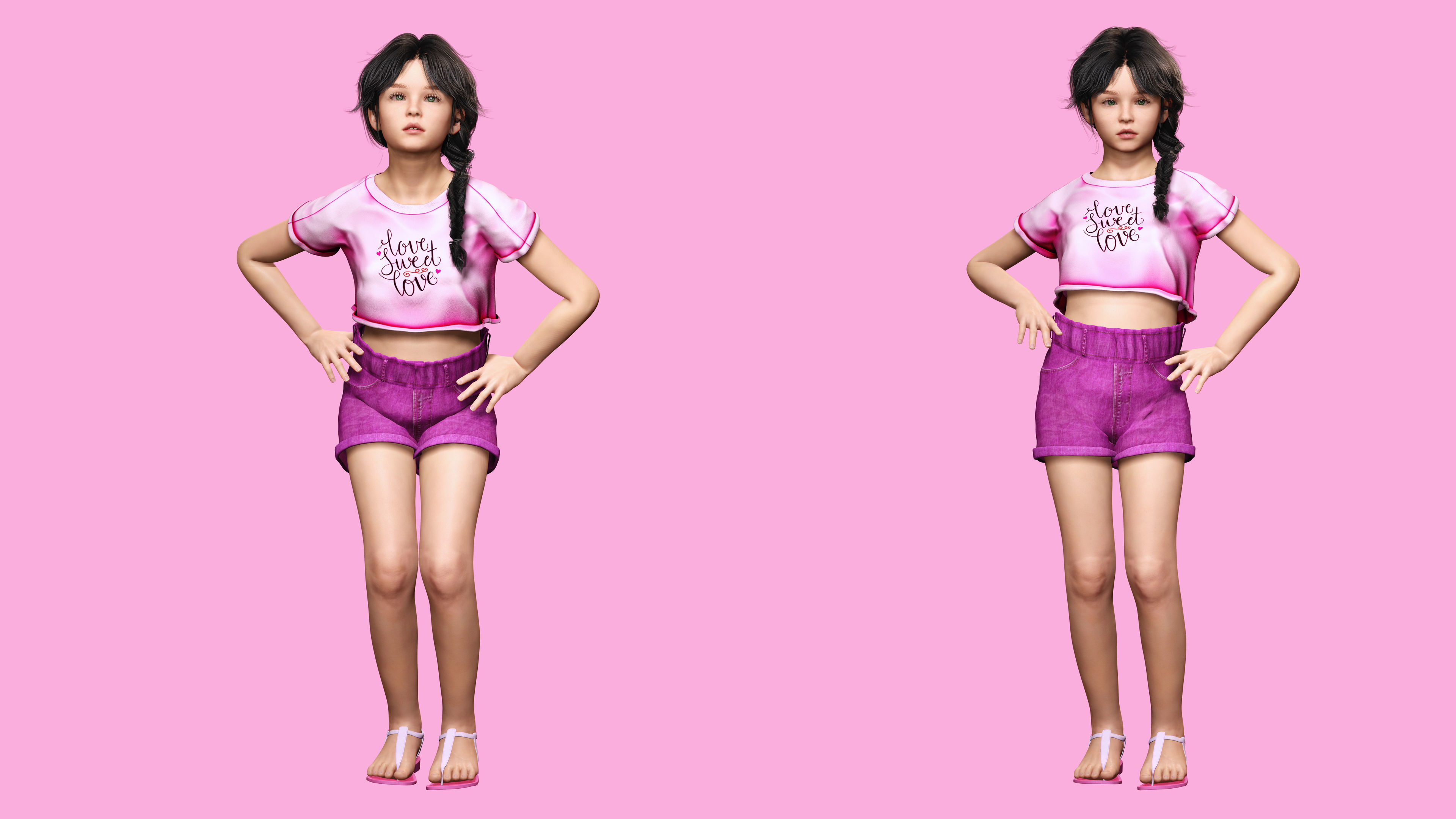 Merry-realistic sweet girl Low-poly 3D model_3