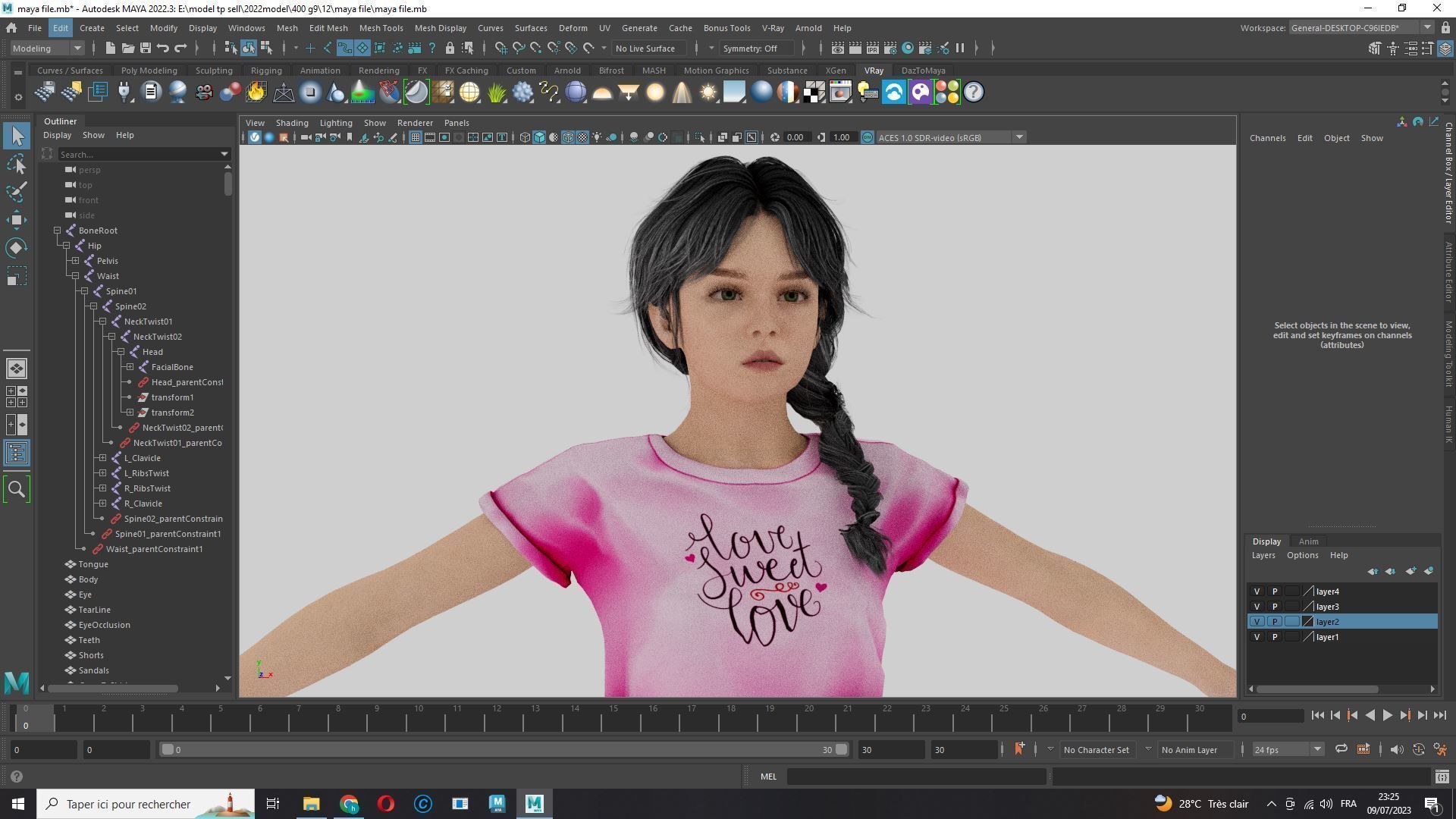 Merry-realistic sweet girl Low-poly 3D model_20