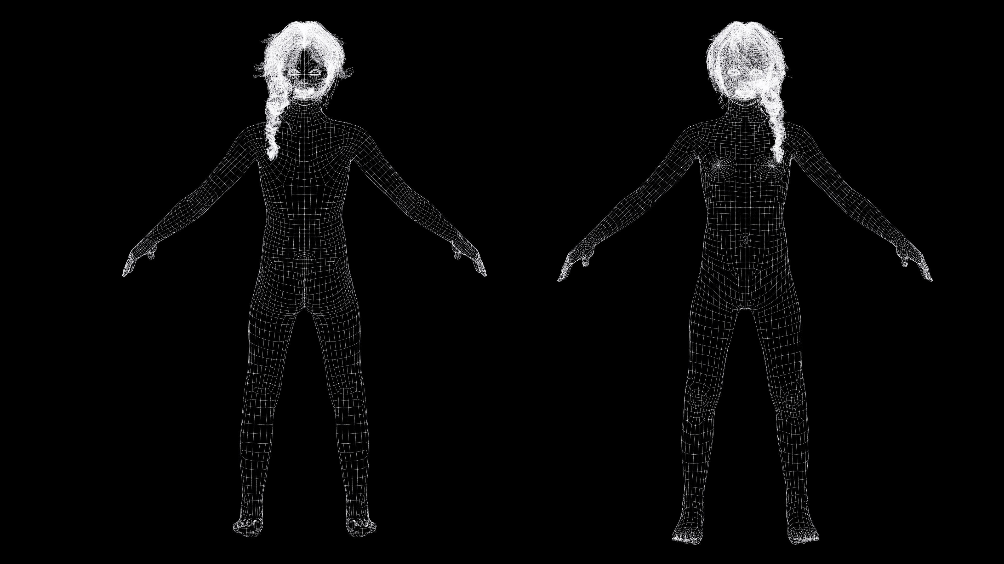 Merry-realistic sweet girl Low-poly 3D model_14