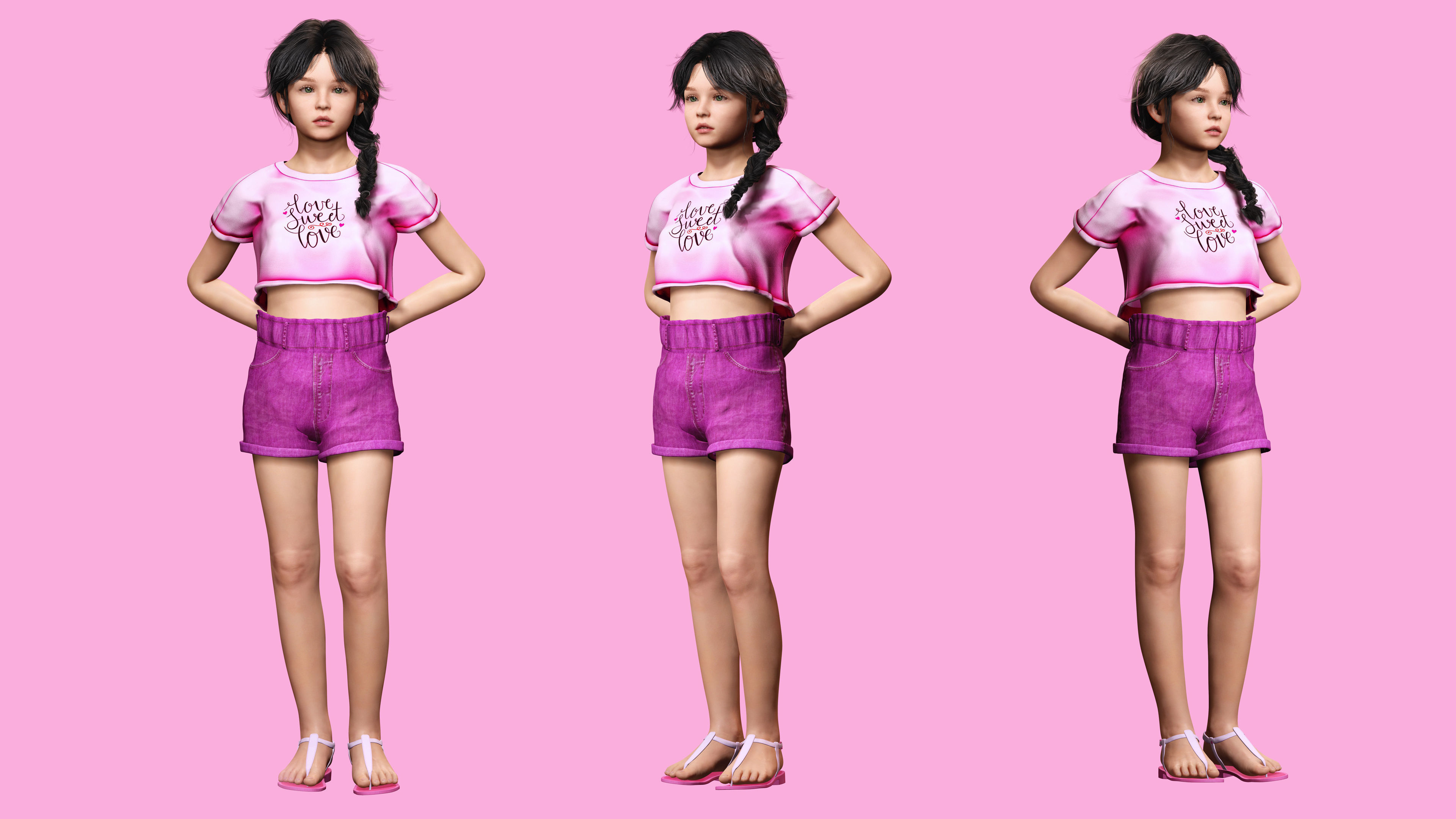 Merry-realistic sweet girl Low-poly 3D model_1