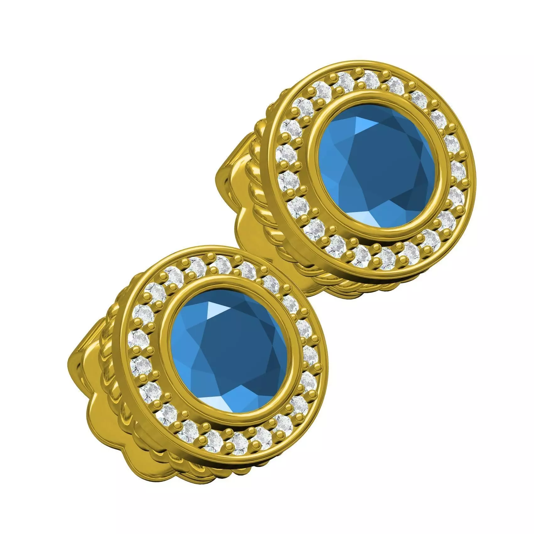 Simple Round Diamond Halo Stud Earring 3D print model_0