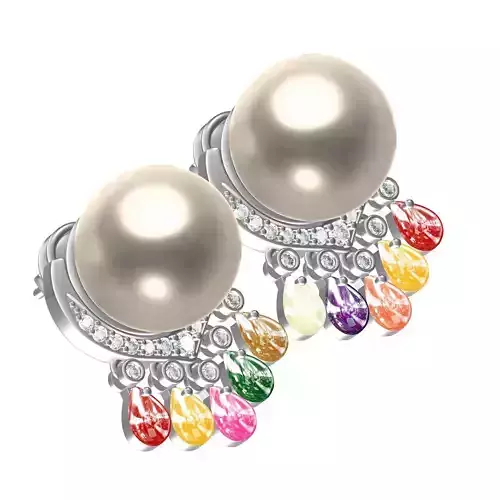 Antique Sea Pearl and Diamond Earring