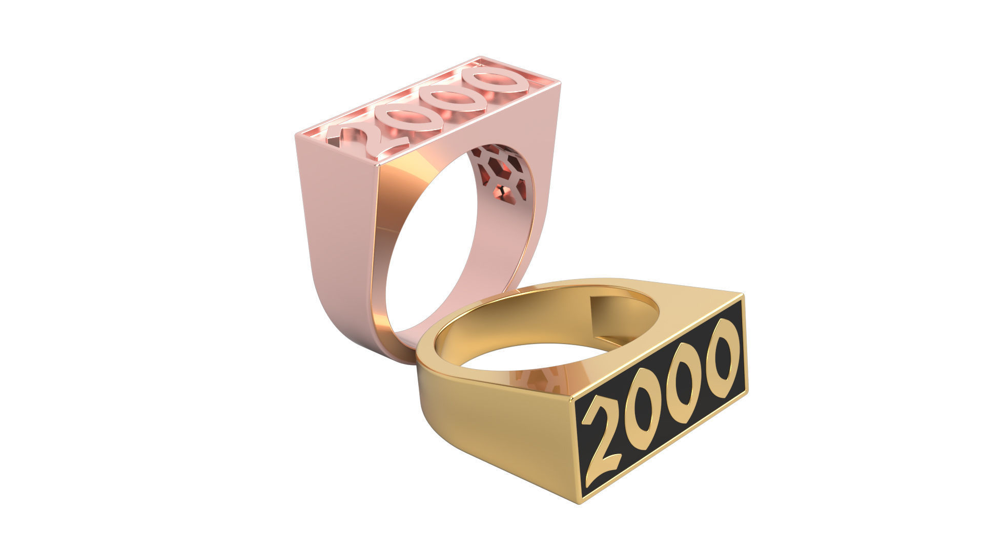 2000 Ring Set with and without gallery Size 5 - 9 US 3D print model_9