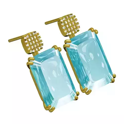 Aquamarine Emerald Stone Long Dangle Earring