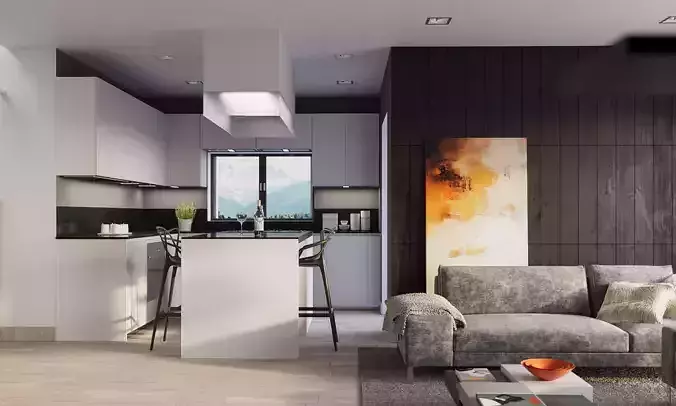 Modern Interior Apartment scene - 3ds Max Corona 9