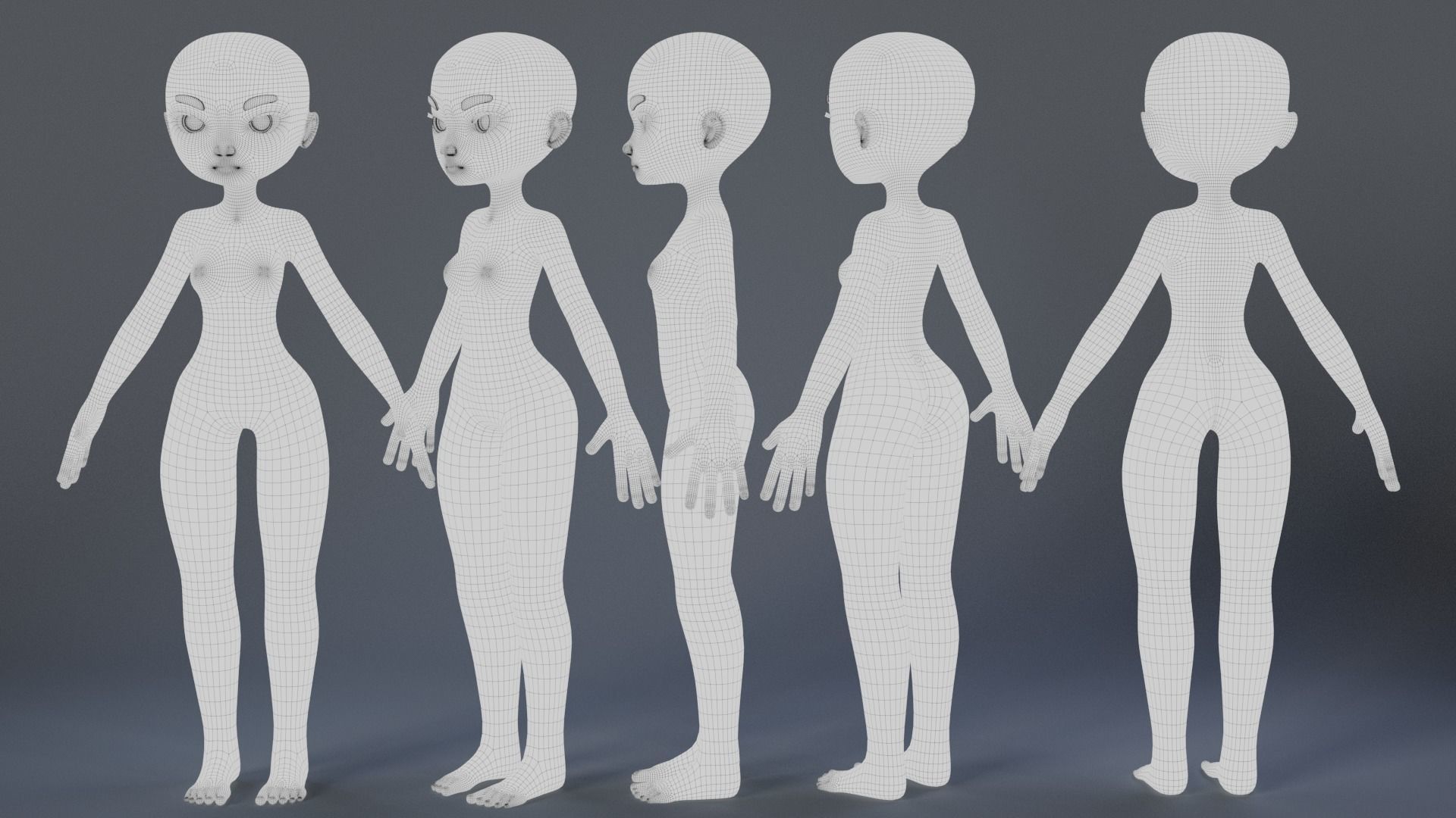 Stylized Character Basemesh 3D Model Collection_9