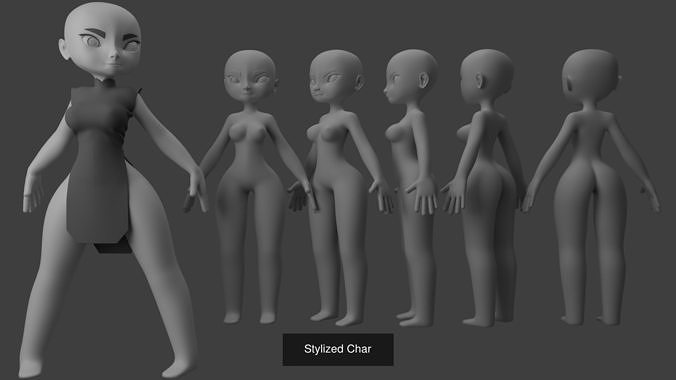 Stylized Character Basemesh 3D Model Collection