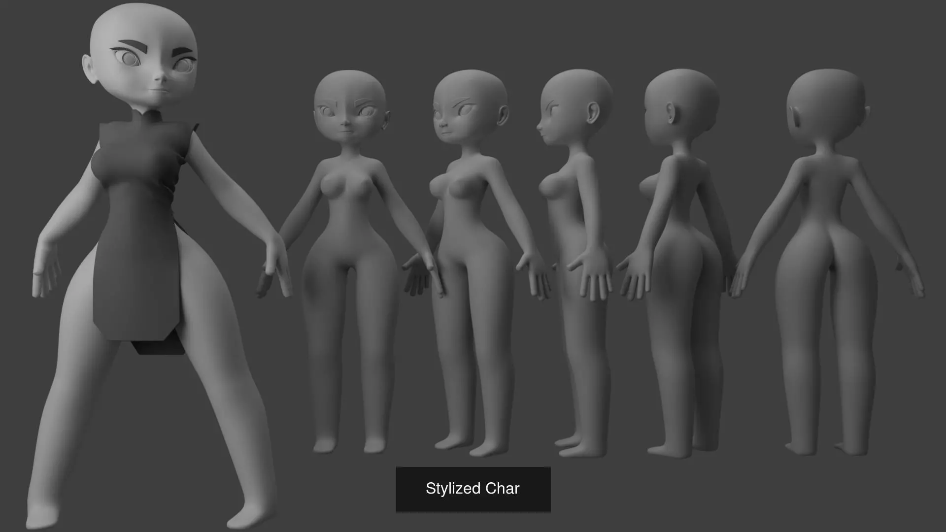 Stylized Character Basemesh 3D Model Collection_0